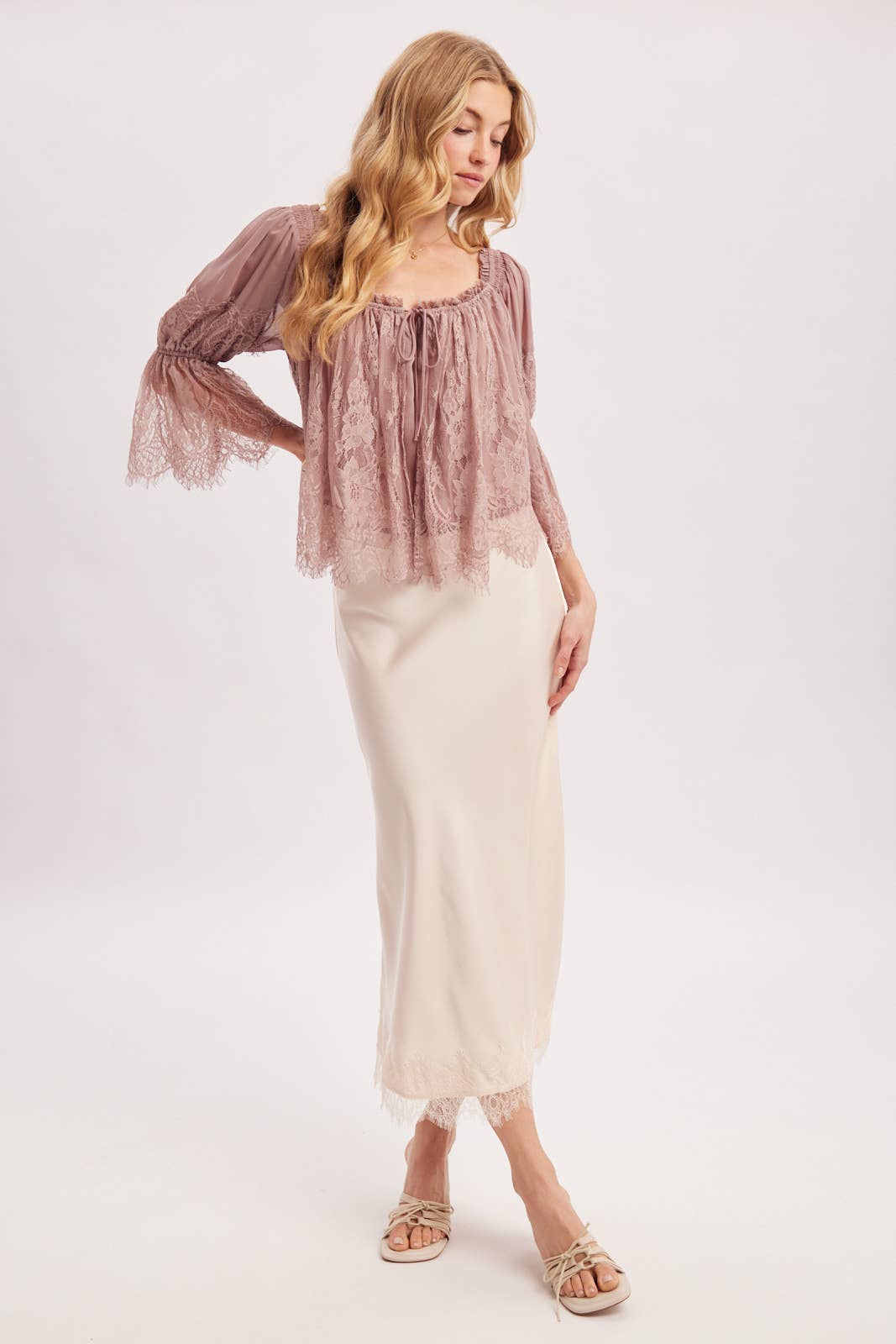 Bluivy - WIDE NECK RUFFLED EYELASH LACE BLOUSE - EASTER DAY