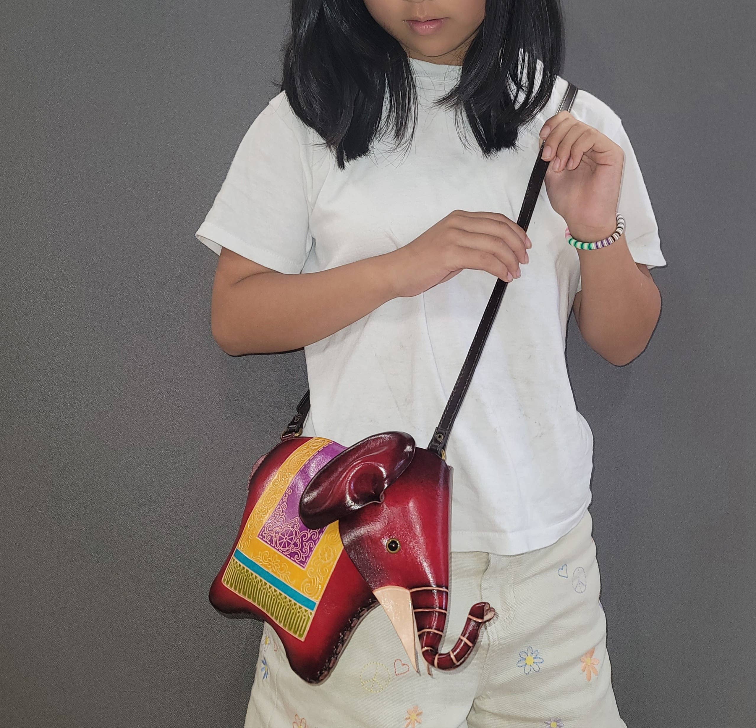 Sunflower Handmade leather inc - Leather Elephant Large Purse crossbody