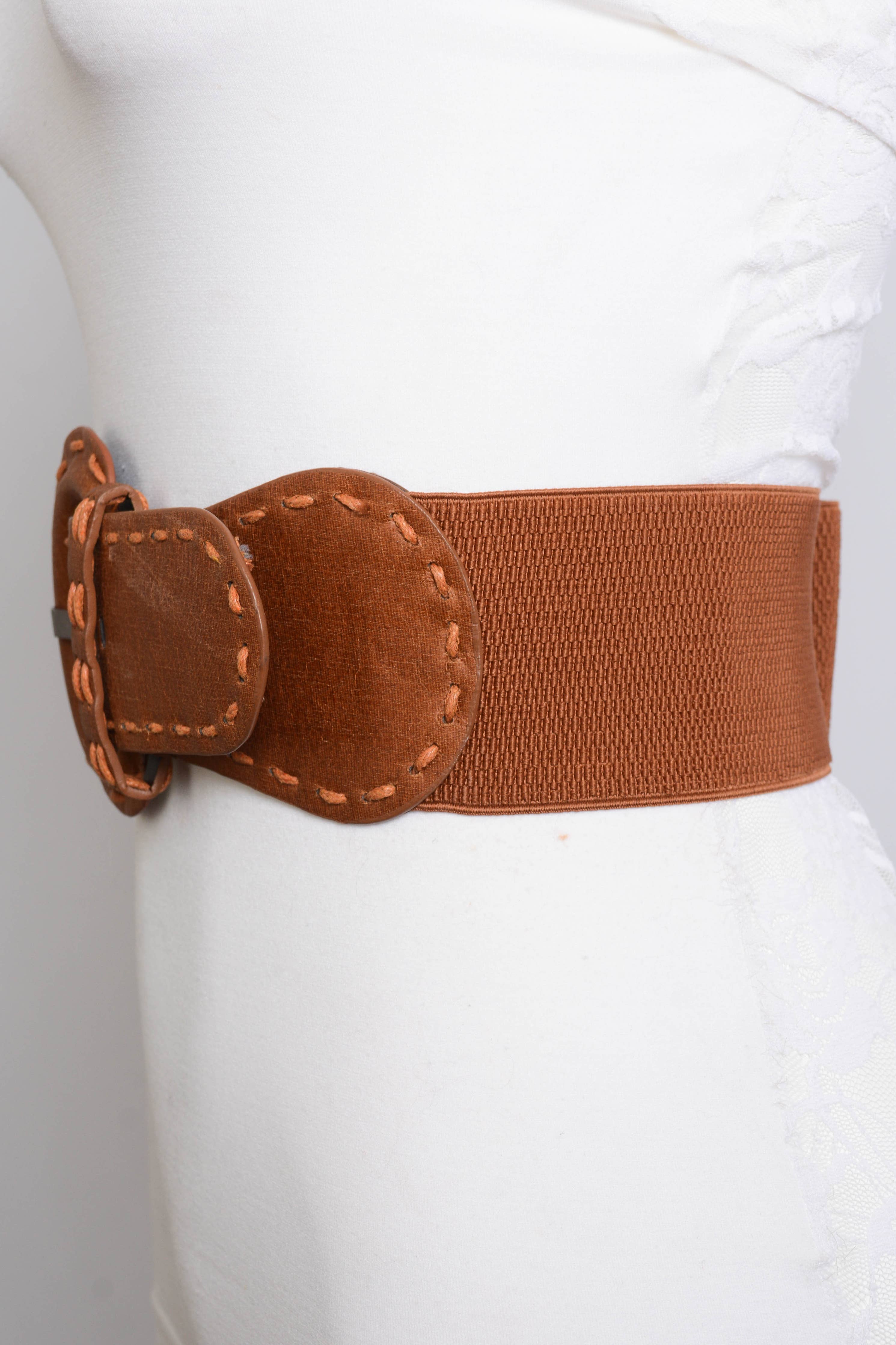 Leto Accessories - Distressed Wide Stitch Elastic Belt - Western Chic Style