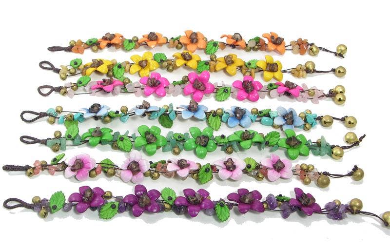 Sunflower Handmade leather inc - flower Ankles Bracelet