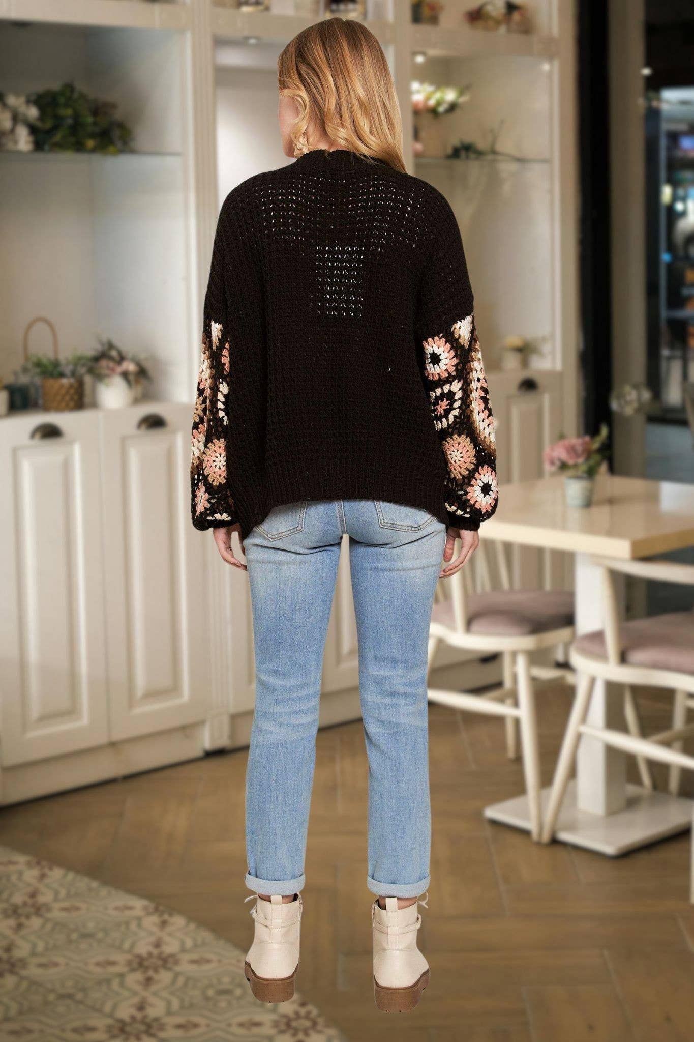 ADORA LA - MULTI COLOR SLEEVE CROCHET CARDIGAN