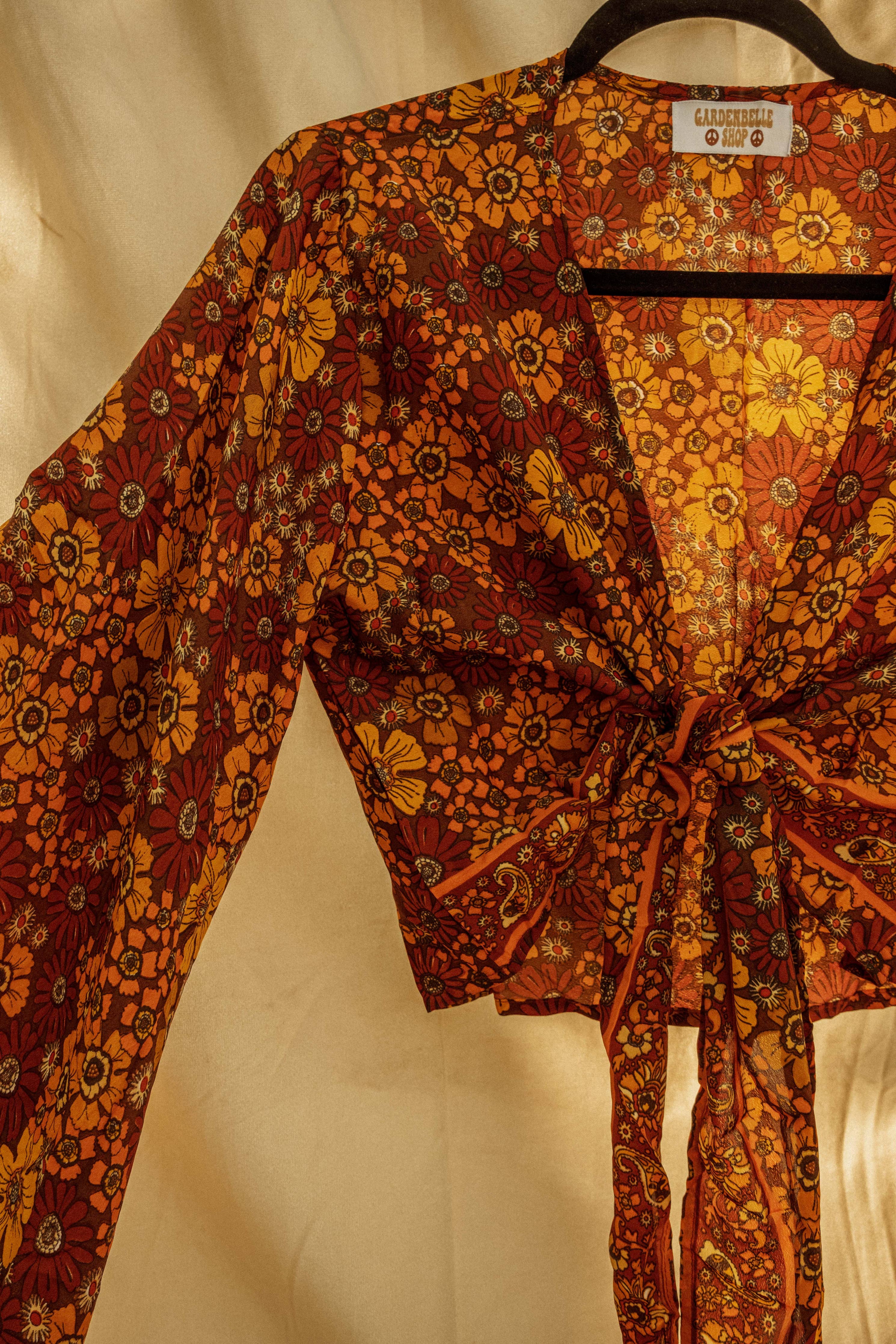 Gardenbelle Shop - Silk Bell Sleeve Hippie Boho Wrap Top, PLUS size available