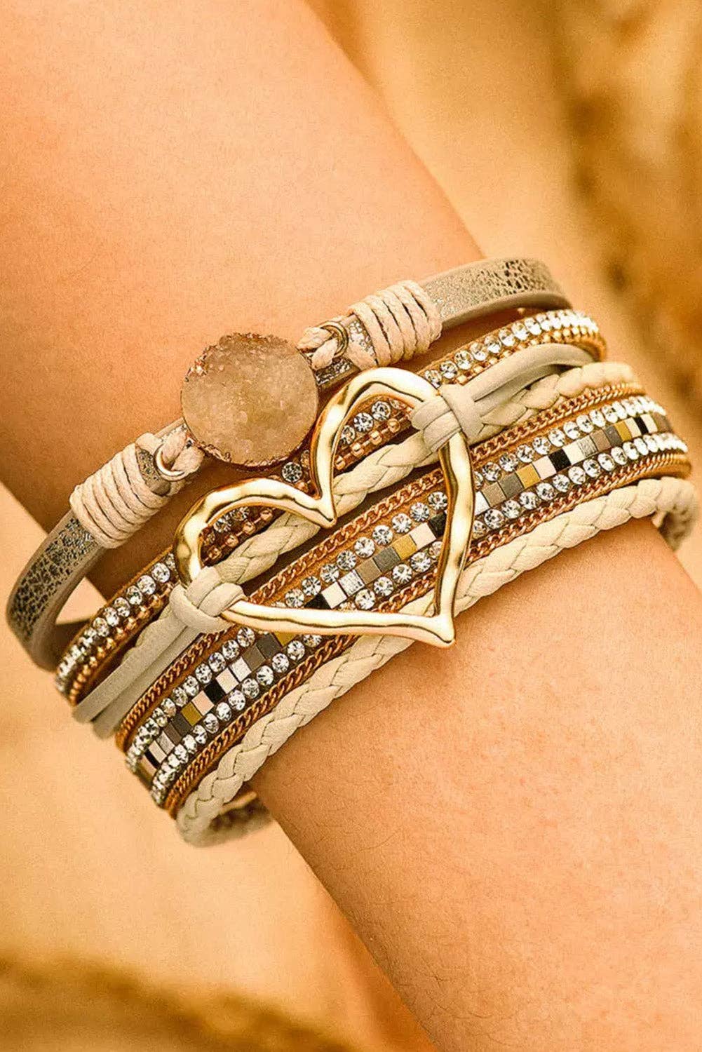 Lovesoft - Bohemian Heart Rhinestone Magnetic Buckle Bracelet