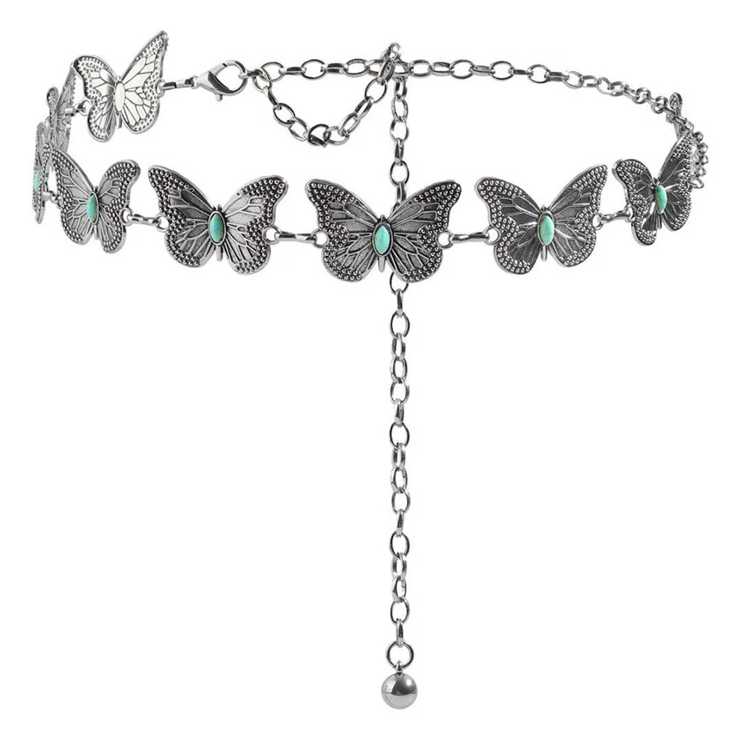 UNISHE - Ethnic Style Butterfly Metal Chain Waist Belt ZK3431