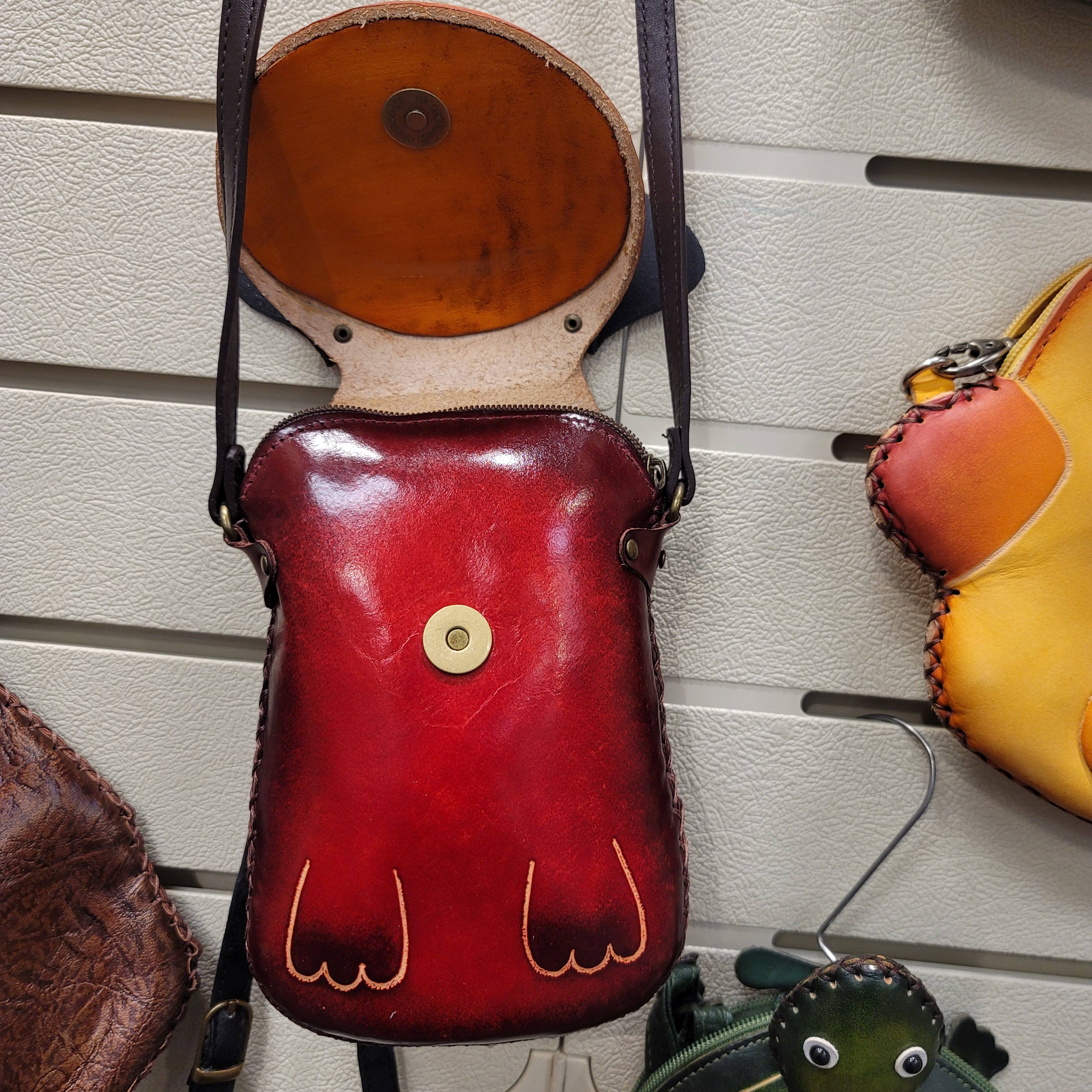 Sunflower Handmade leather inc - leather dog with bone purse pouch crossbody