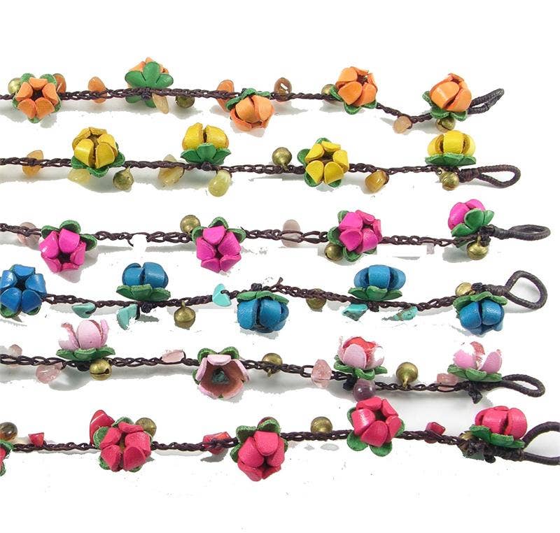 Sunflower Handmade leather inc - flower Ankles Bracelet