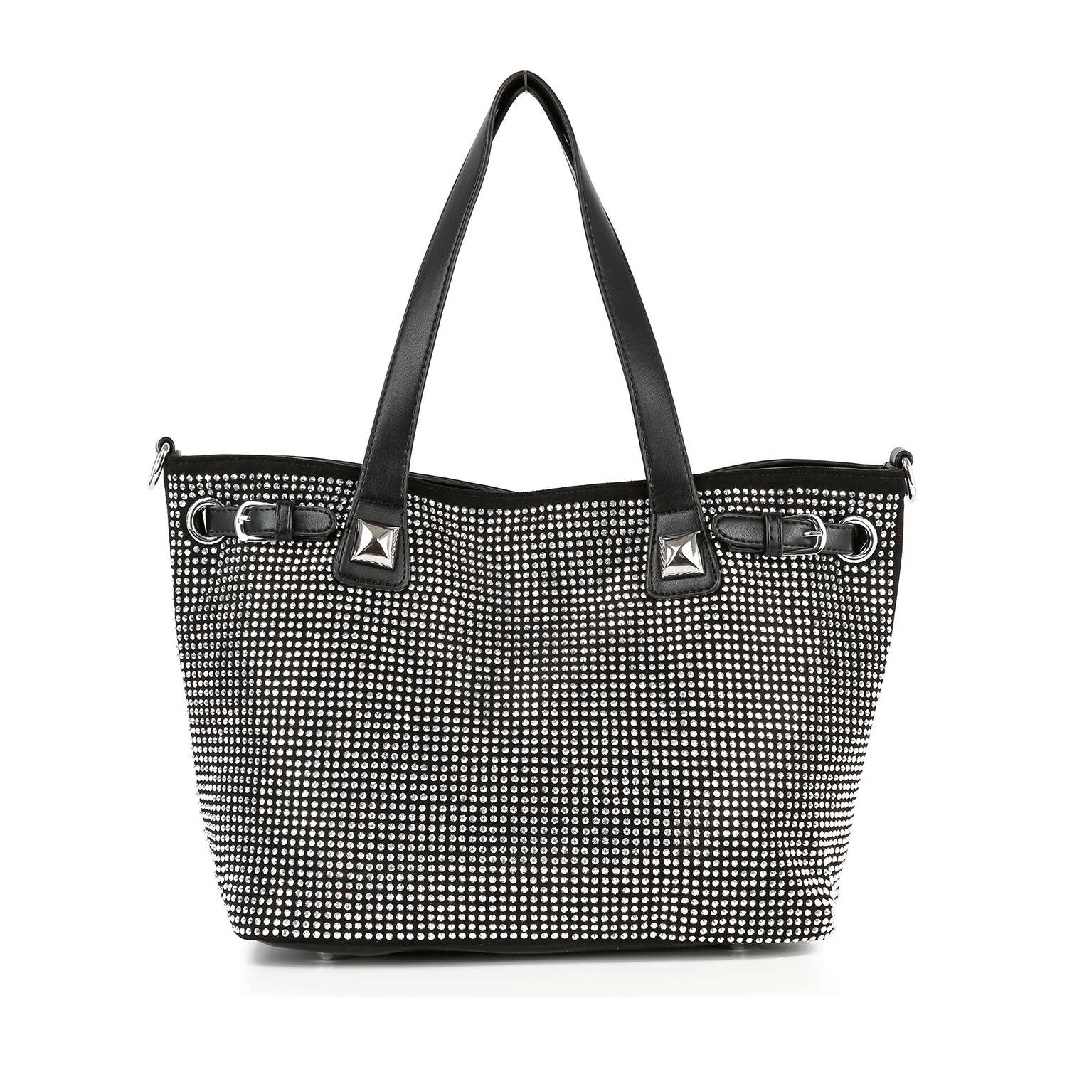 Handbag Express - Buckle Accented Sparkling Tote Handbag