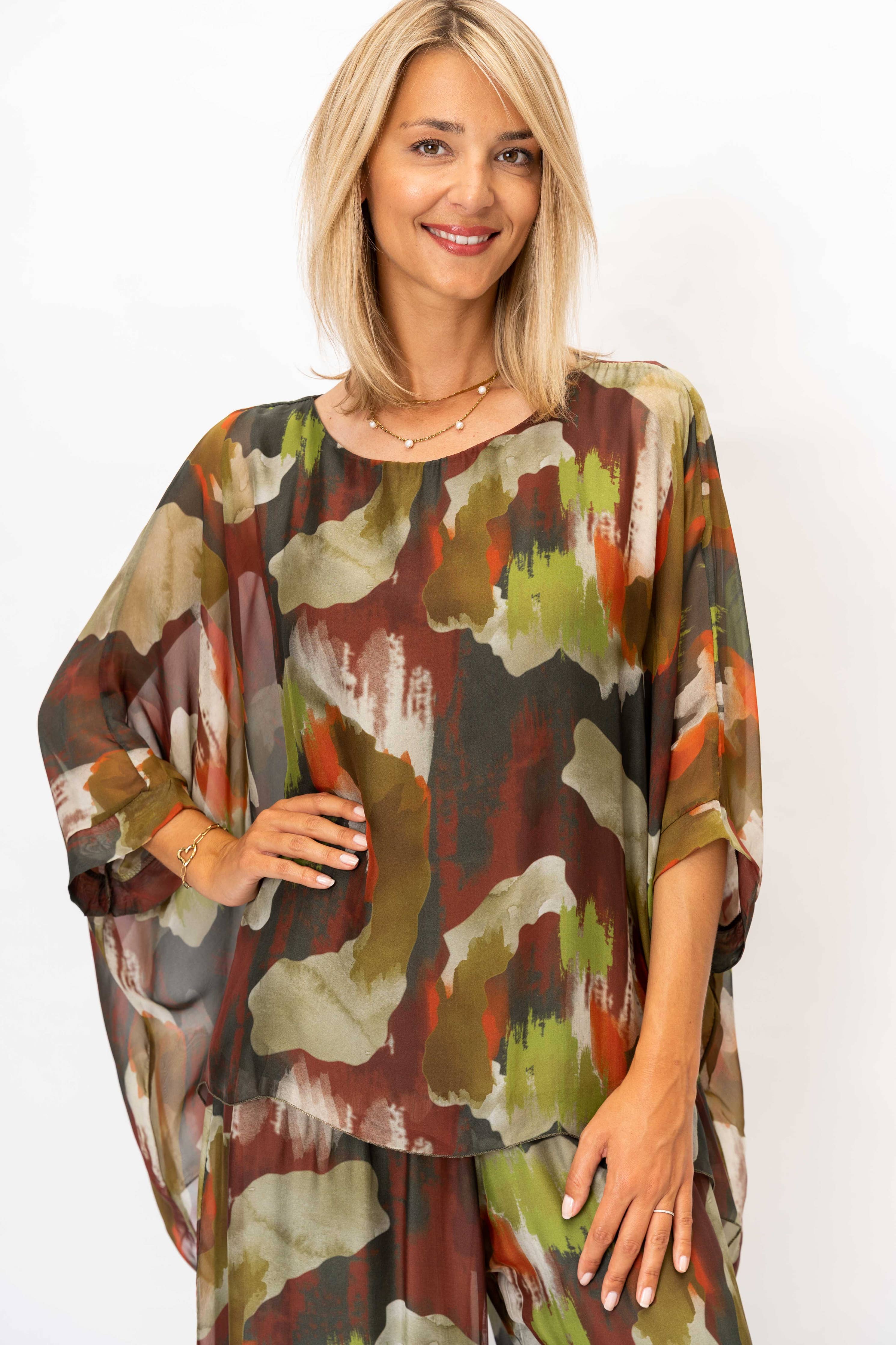 Look Mode Usa - Women Printed Silk Kaftan