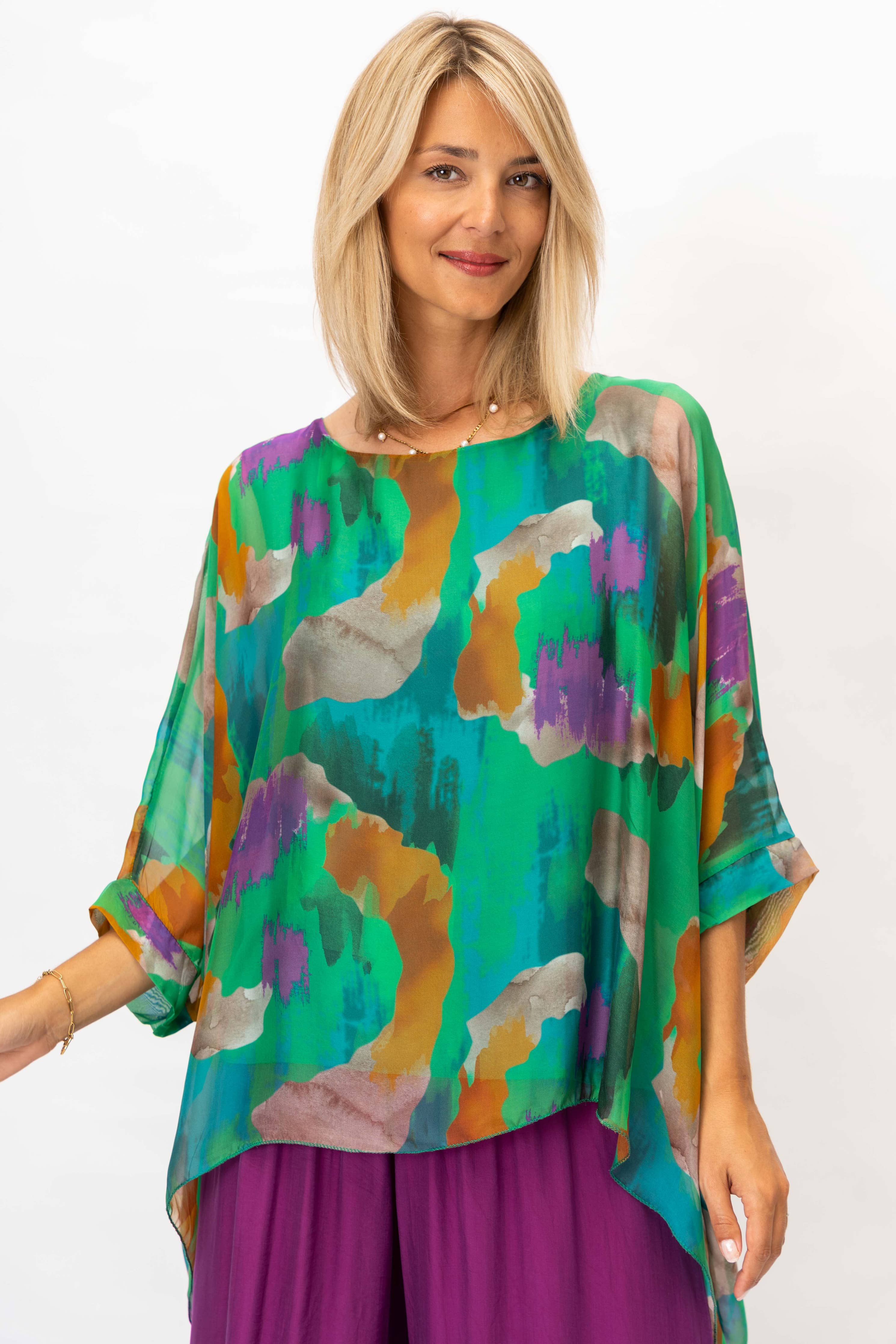 Look Mode Usa - Women Printed Silk Kaftan