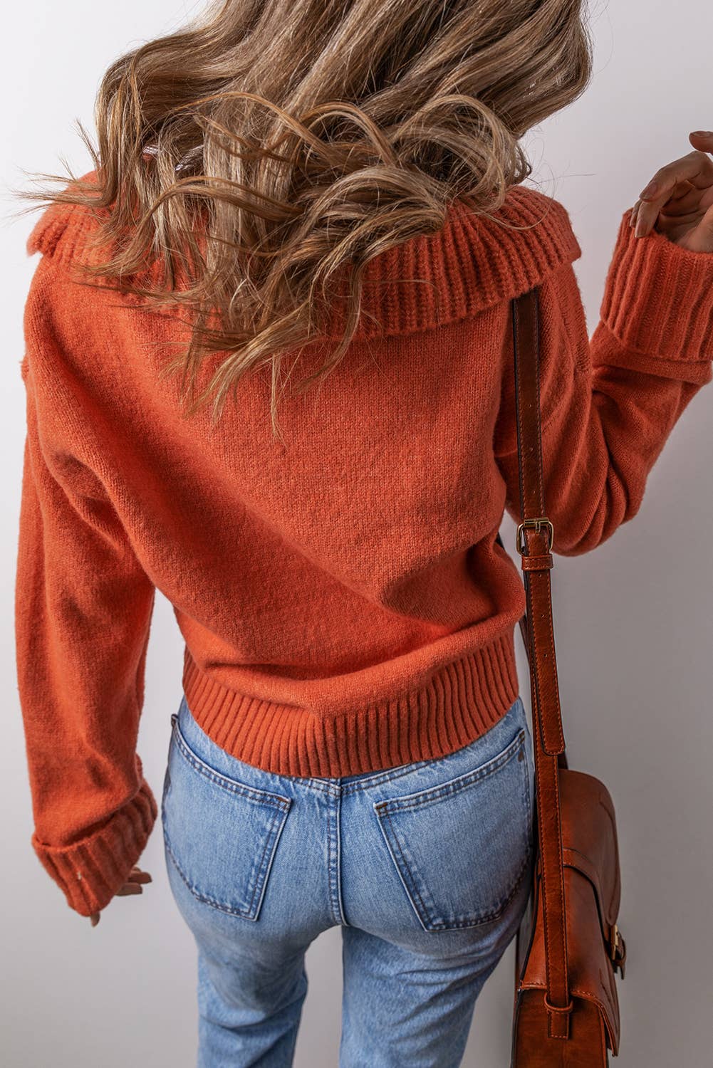 Little Daisy Closet - LDC Collared V Neck Ribbed Edge Sexy Elegant Sweater