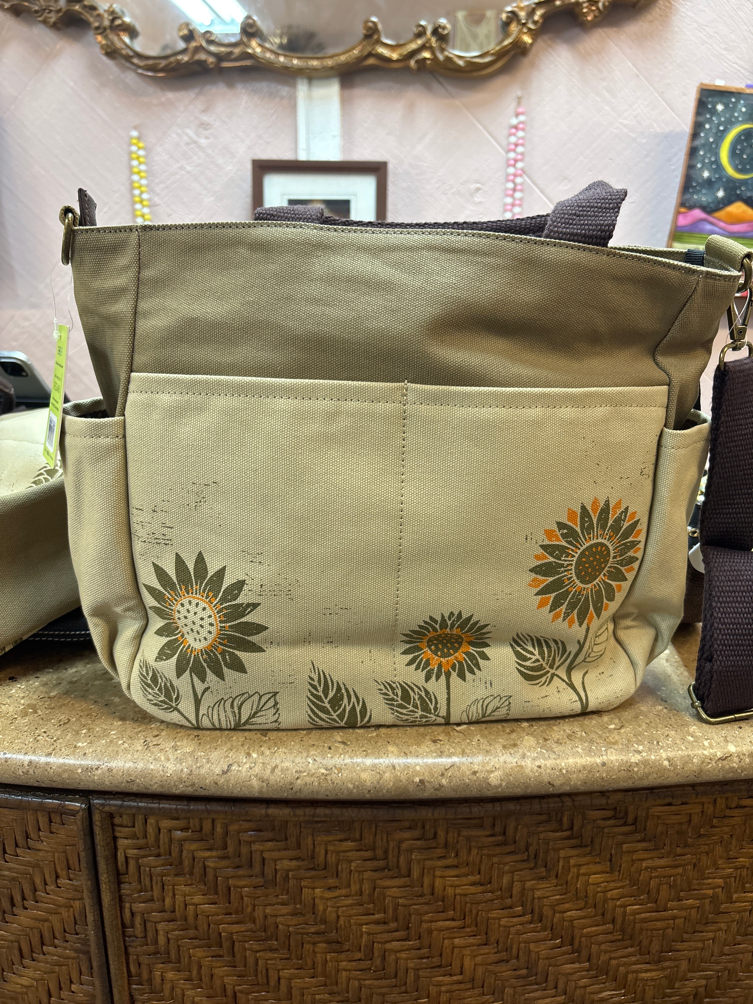 Chala- Canvas Print Pocket Tote - Sunflower