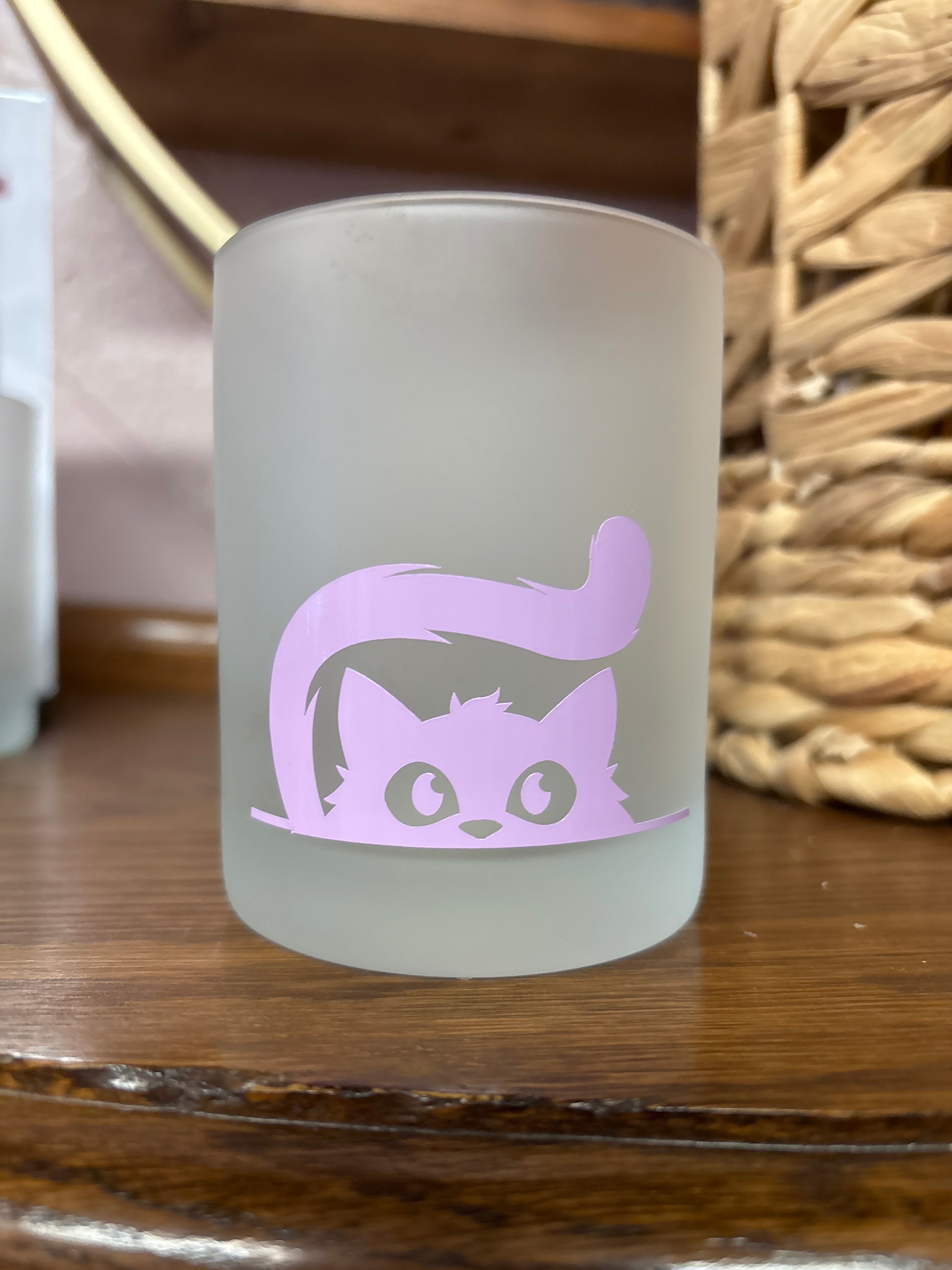 Kitten frosted votive holder