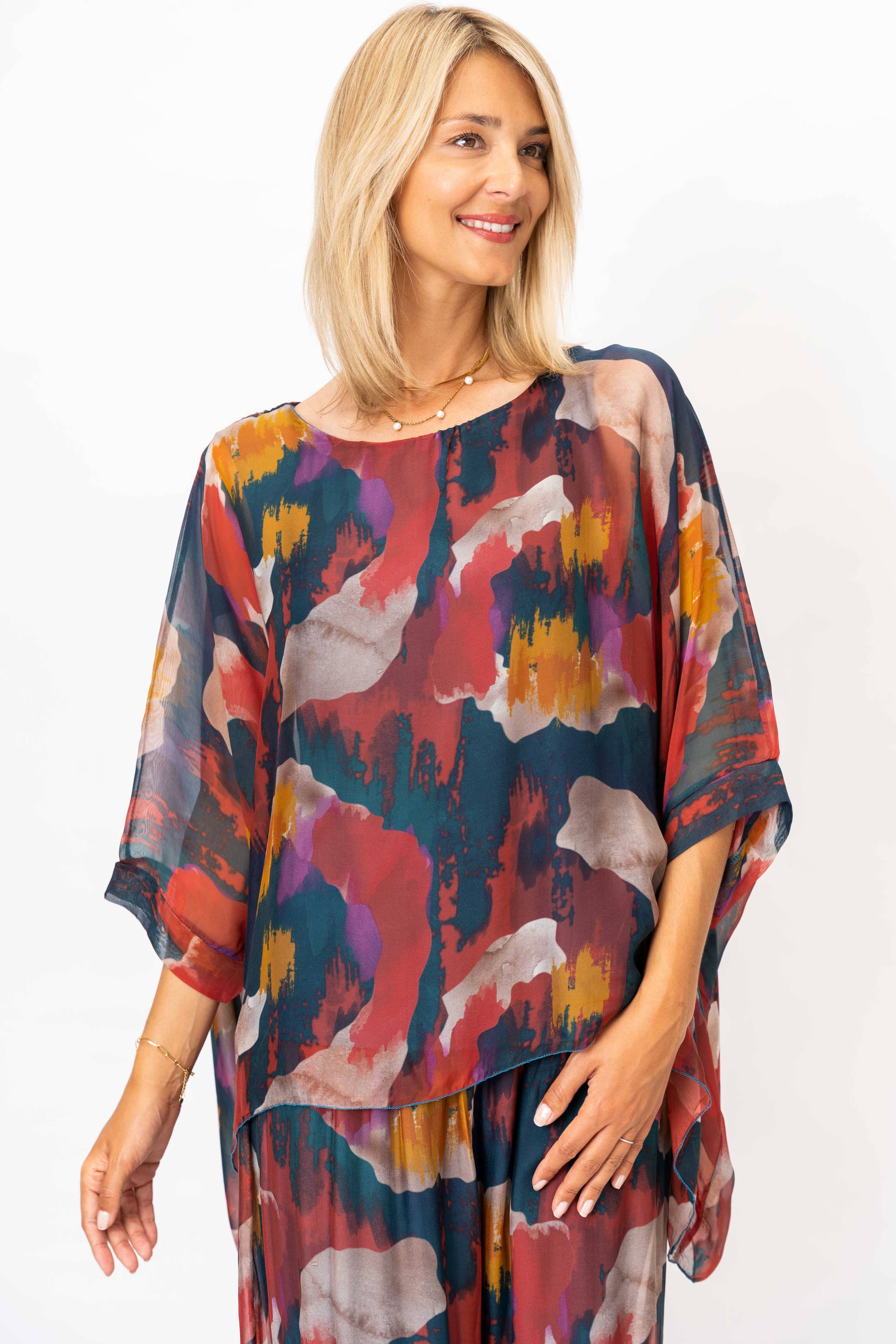 Look Mode Usa - Women Printed Silk Kaftan