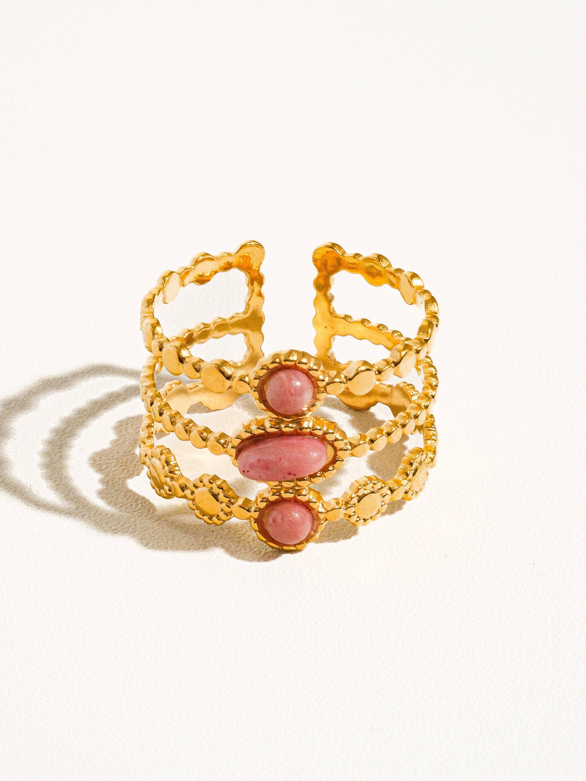 Flânerie by MAIQ - Posh 18K Gold Non-Tarnish Trilayer Adjustable Stone Ring