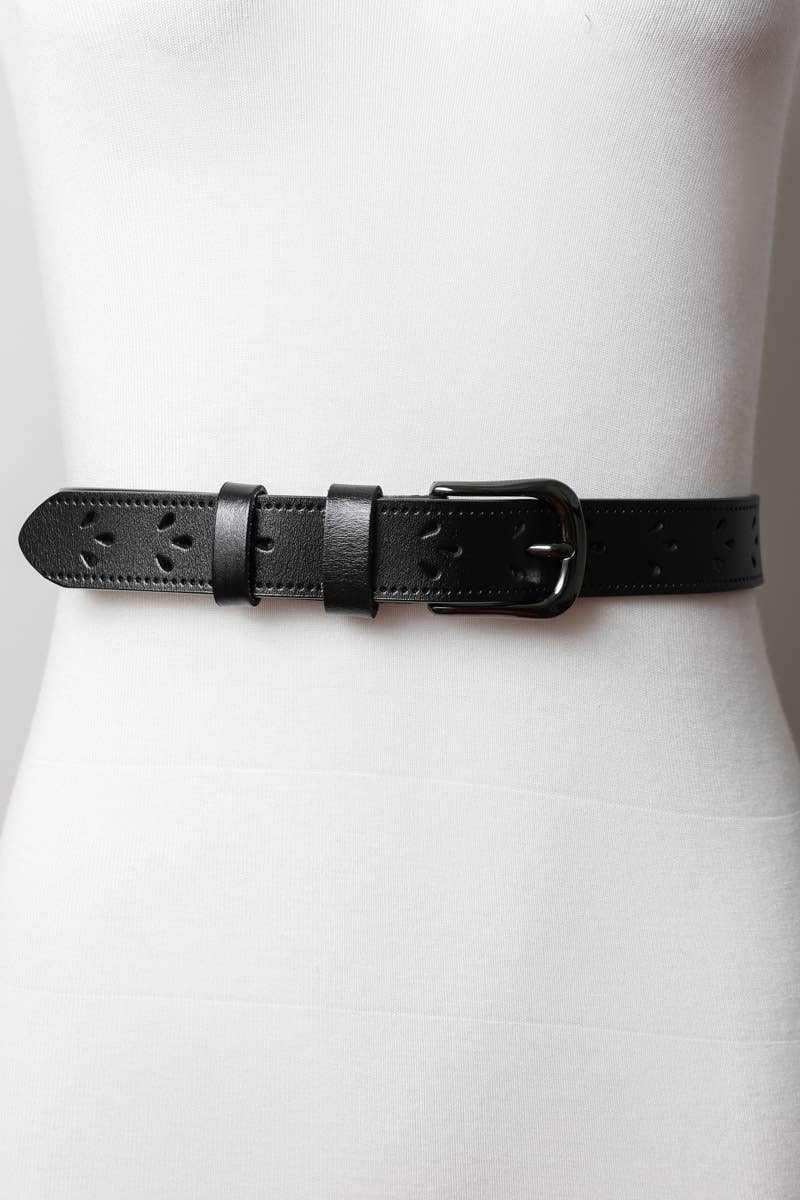 Leto Accessories - Leather Belt with Petal Design 🌟
