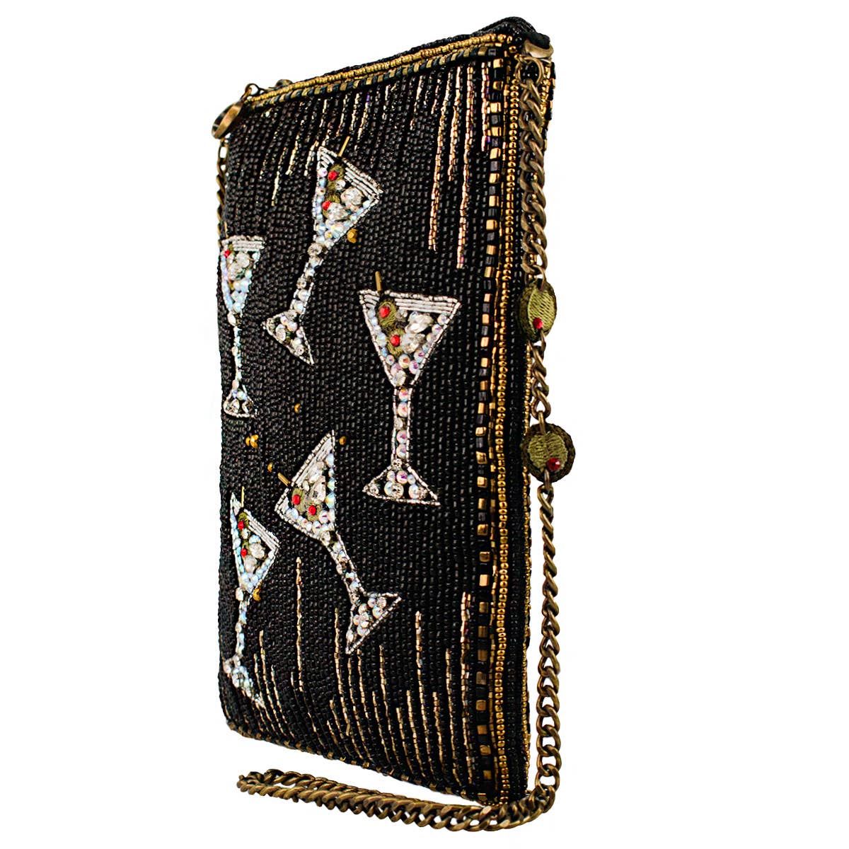 Mary Frances Accessories - Sip Happens Black and Diamond Beaded Martini Crossbody