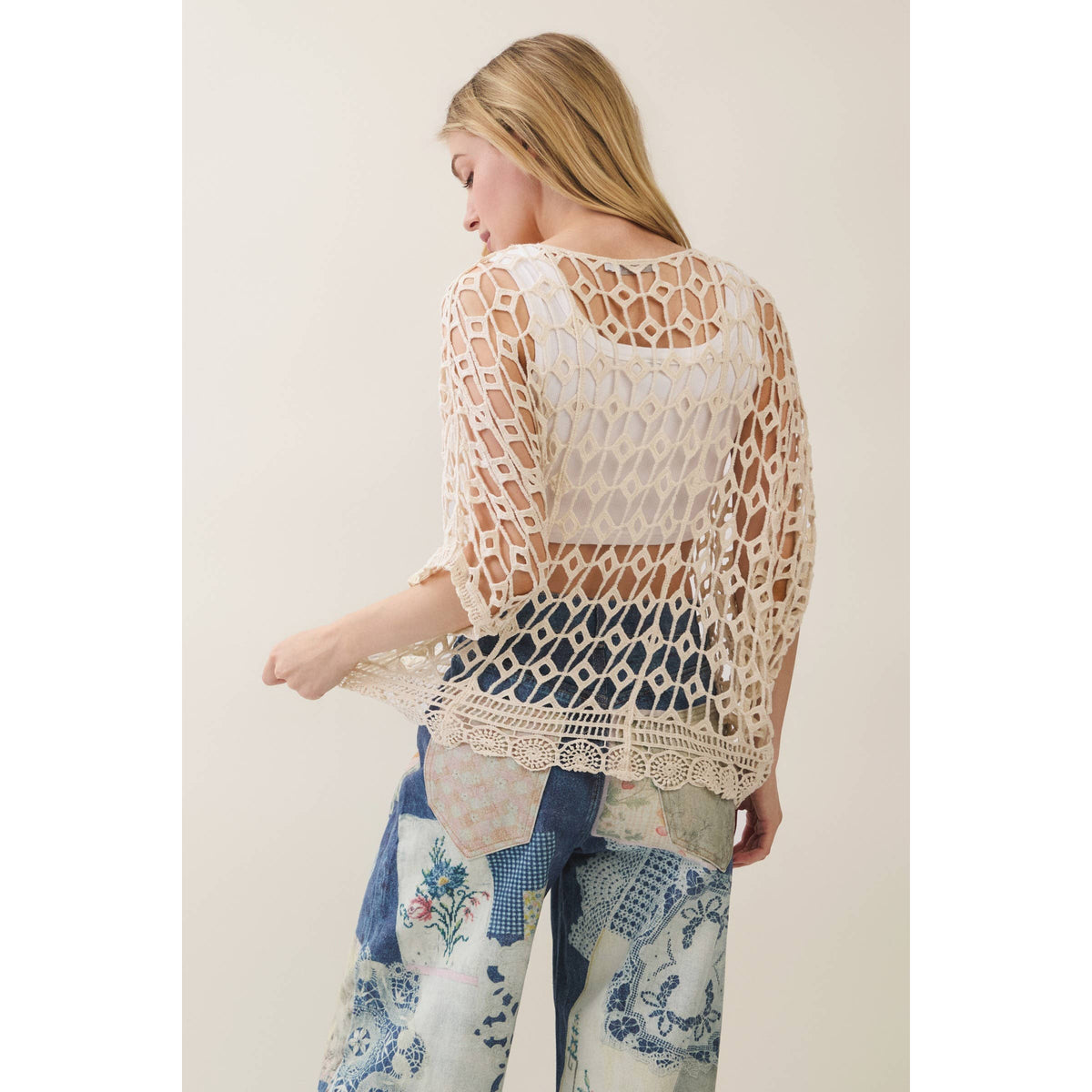Veveret - Boho Breeze Crochet Knit Top