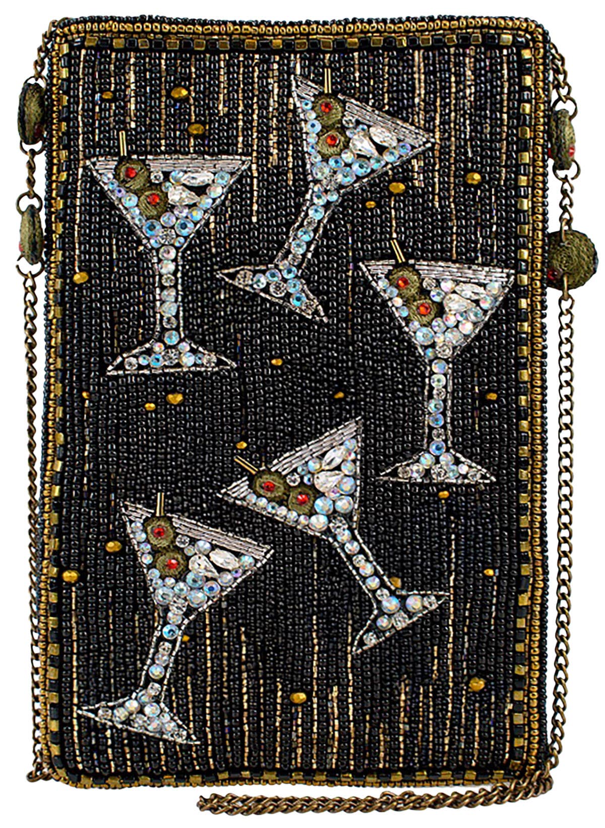 Mary Frances Accessories - Sip Happens Black and Diamond Beaded Martini Crossbody