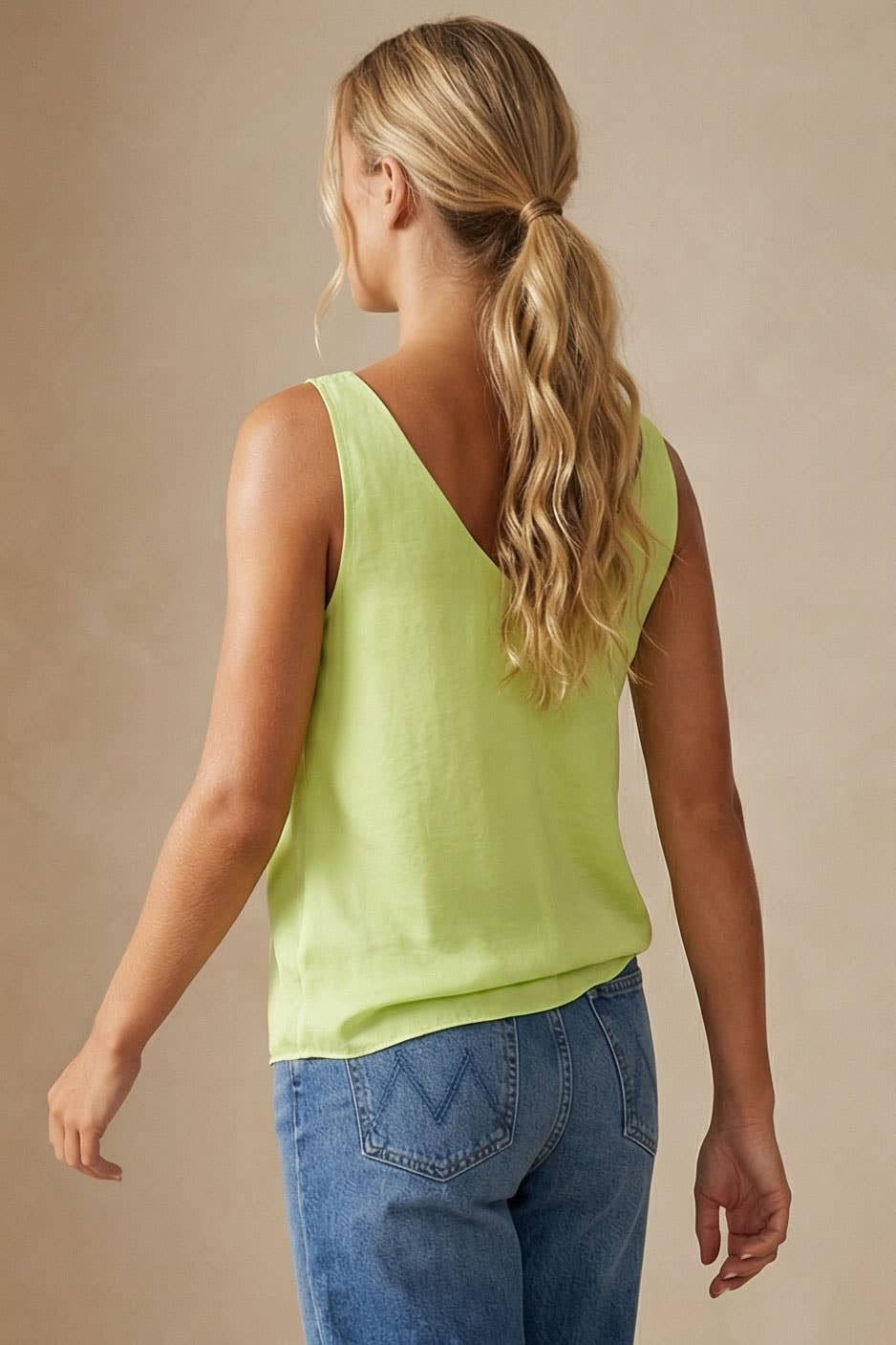 Naked Zebra - Classic V-neck Tank Top With Strap Accent