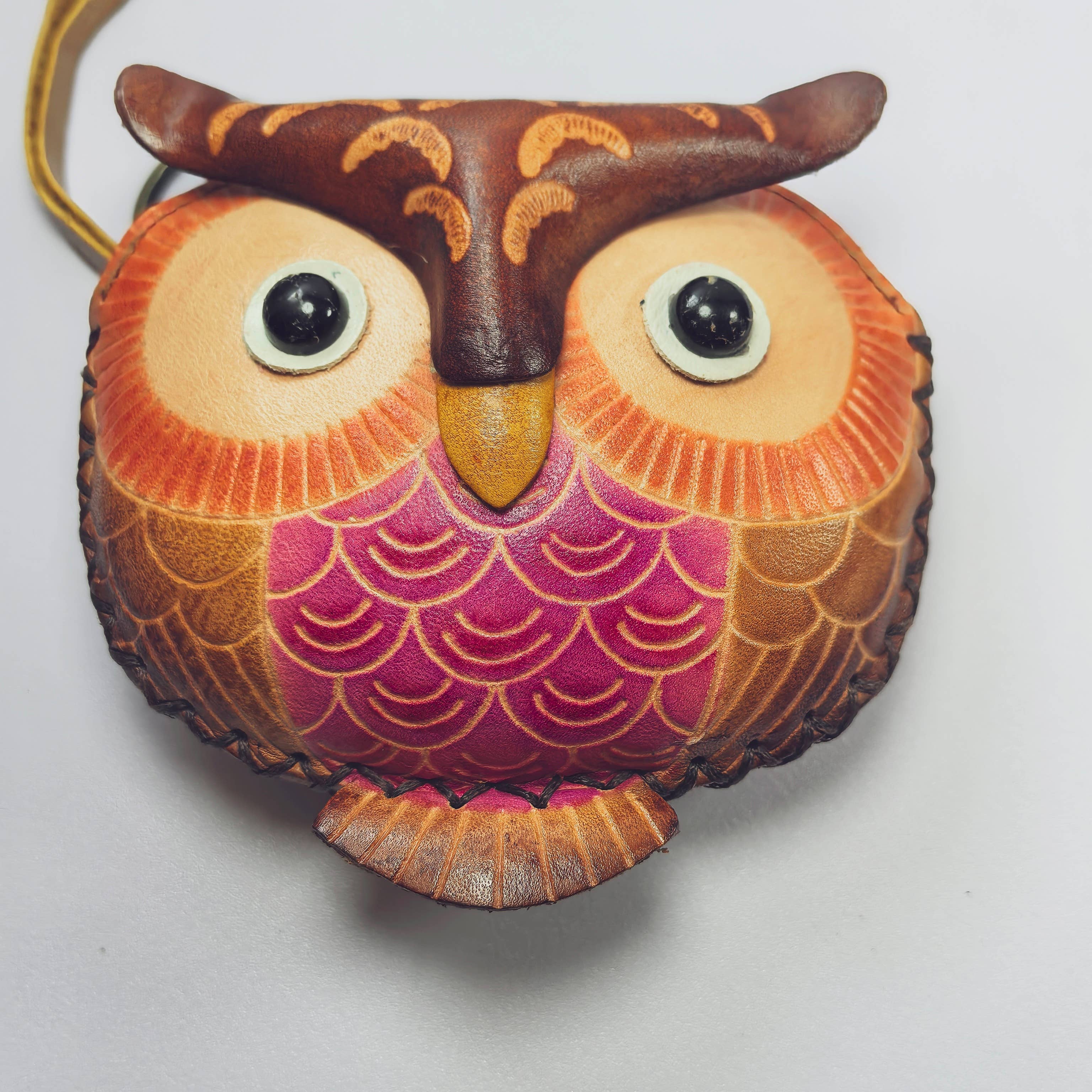 Sunflower Handmade leather inc - Leather owl Owl Wristlet coin purse wallet