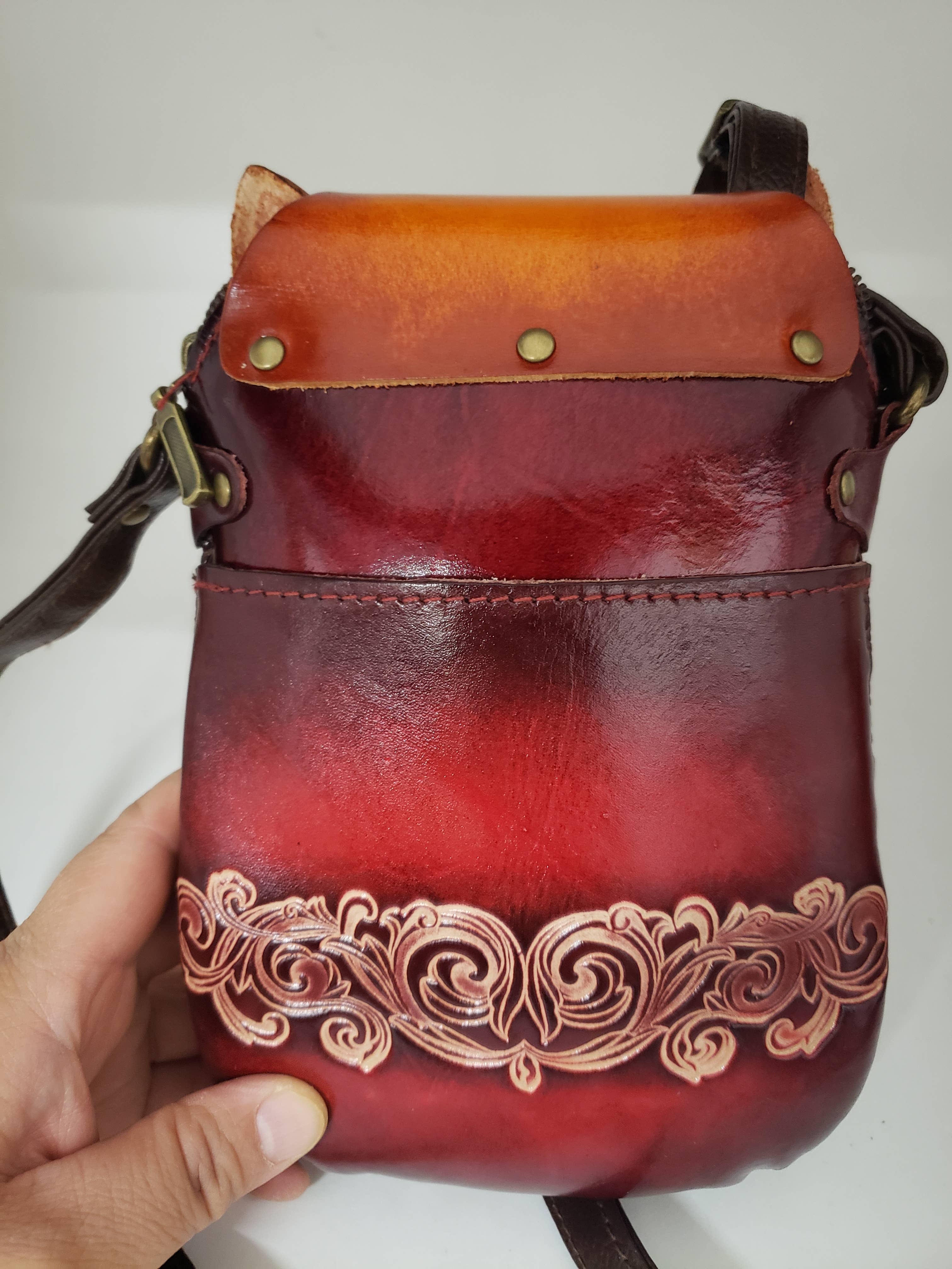 Sunflower Handmade leather inc - Leather Cat With Fish Pouch purse handbag crossbody