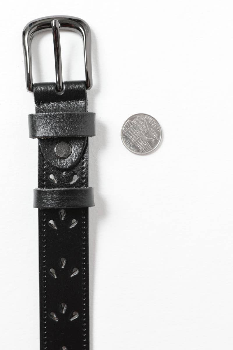Leto Accessories - Leather Belt with Petal Design 🌟
