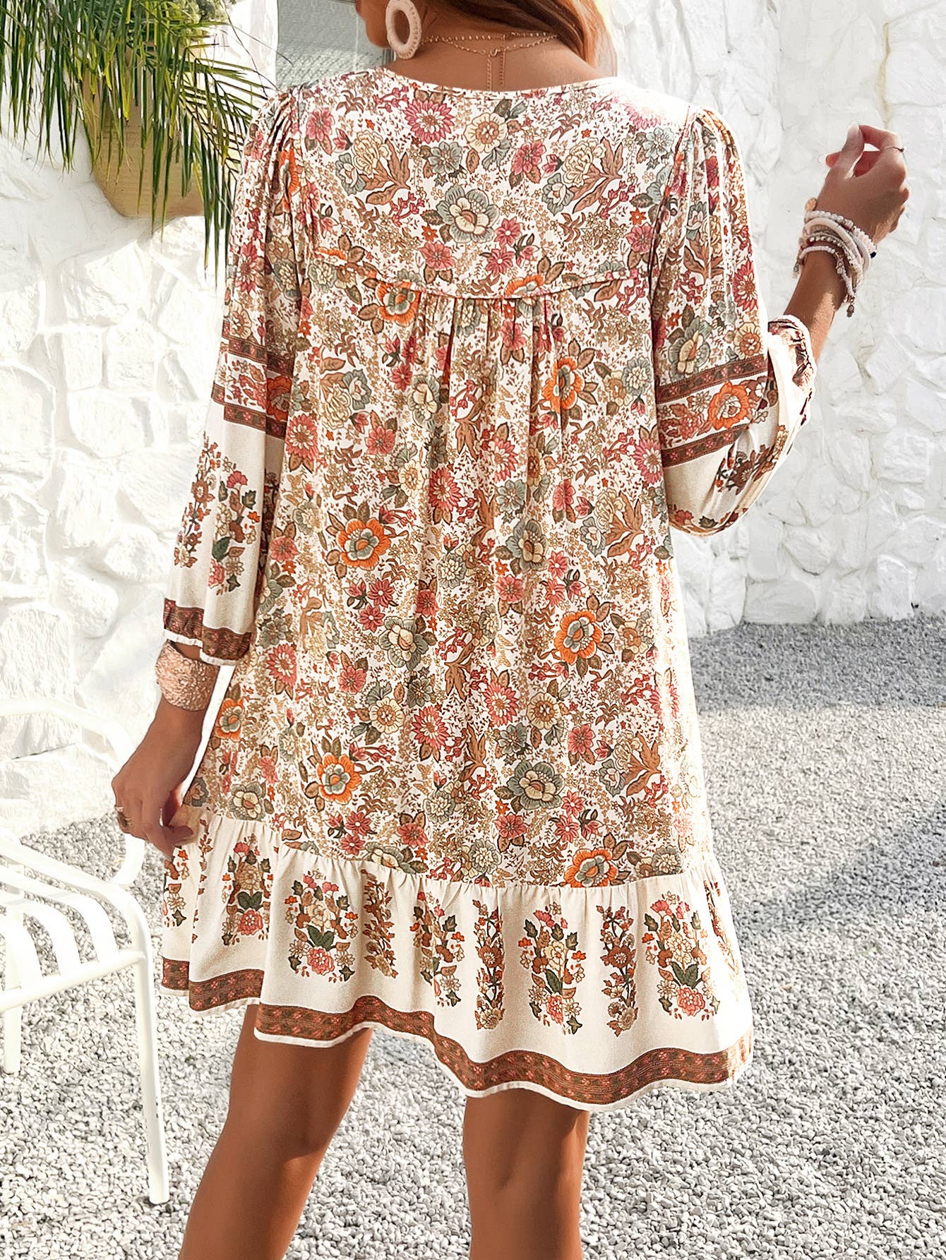Hope & Sunshine - Bohemian Print V-Neck Dress