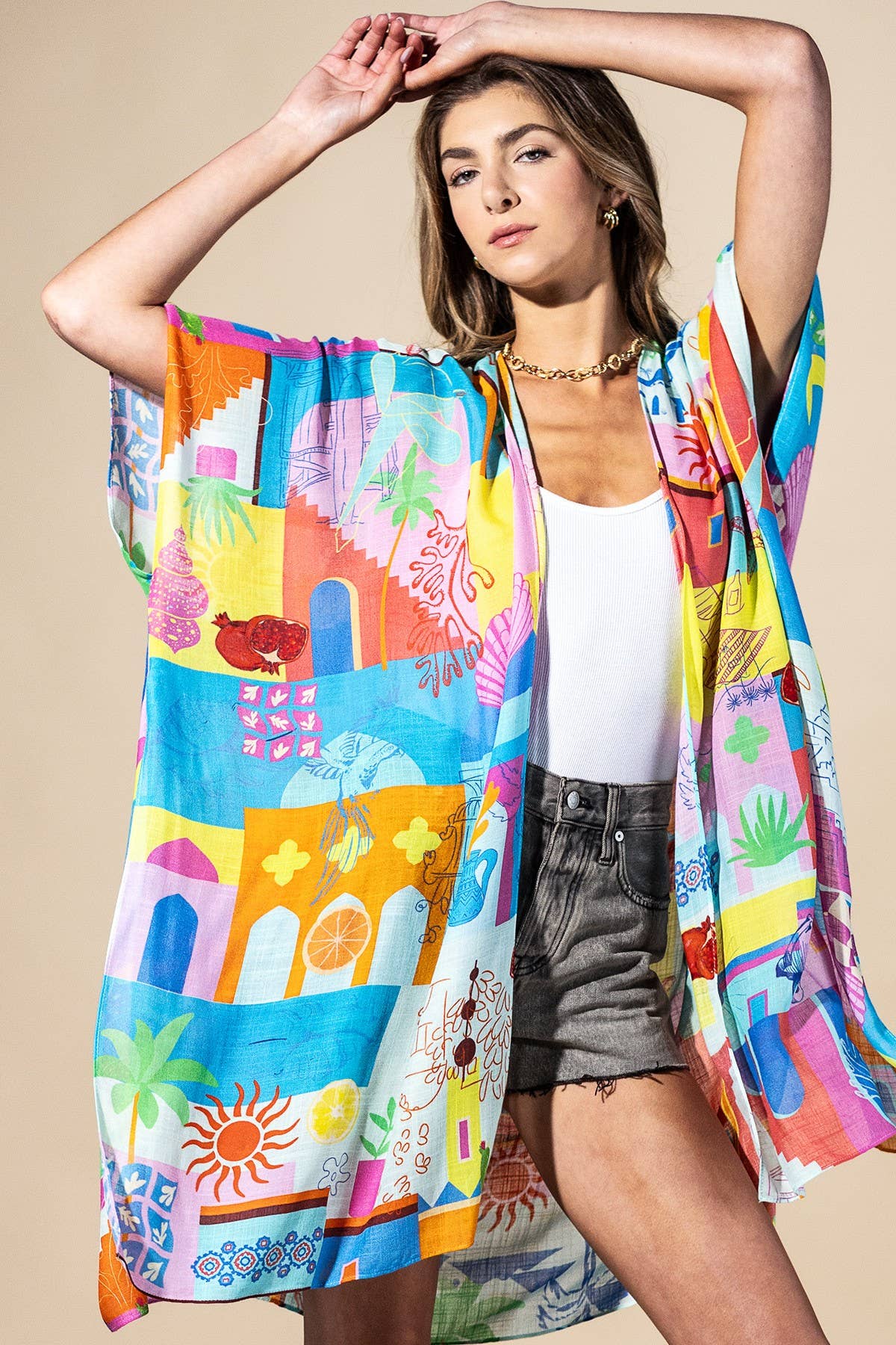 Urbanista - Coastal Pop Viscose Kimono
