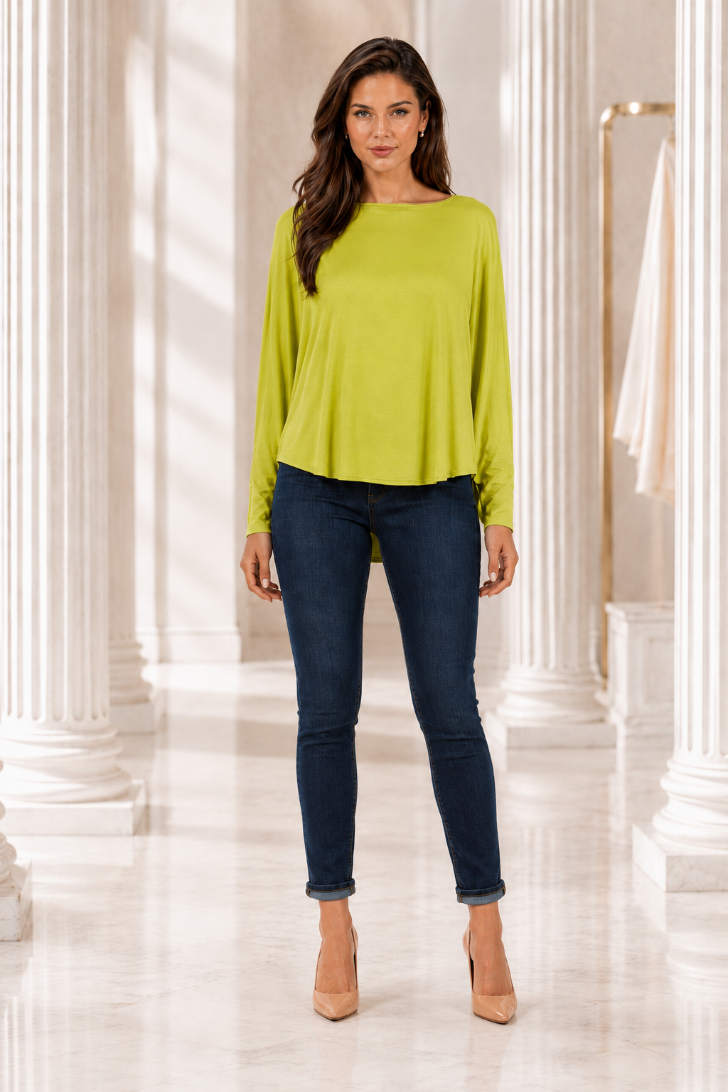 Designer House - Cotton Jersey Topper, Open Batwing Sleeve w/Wrist cuffs