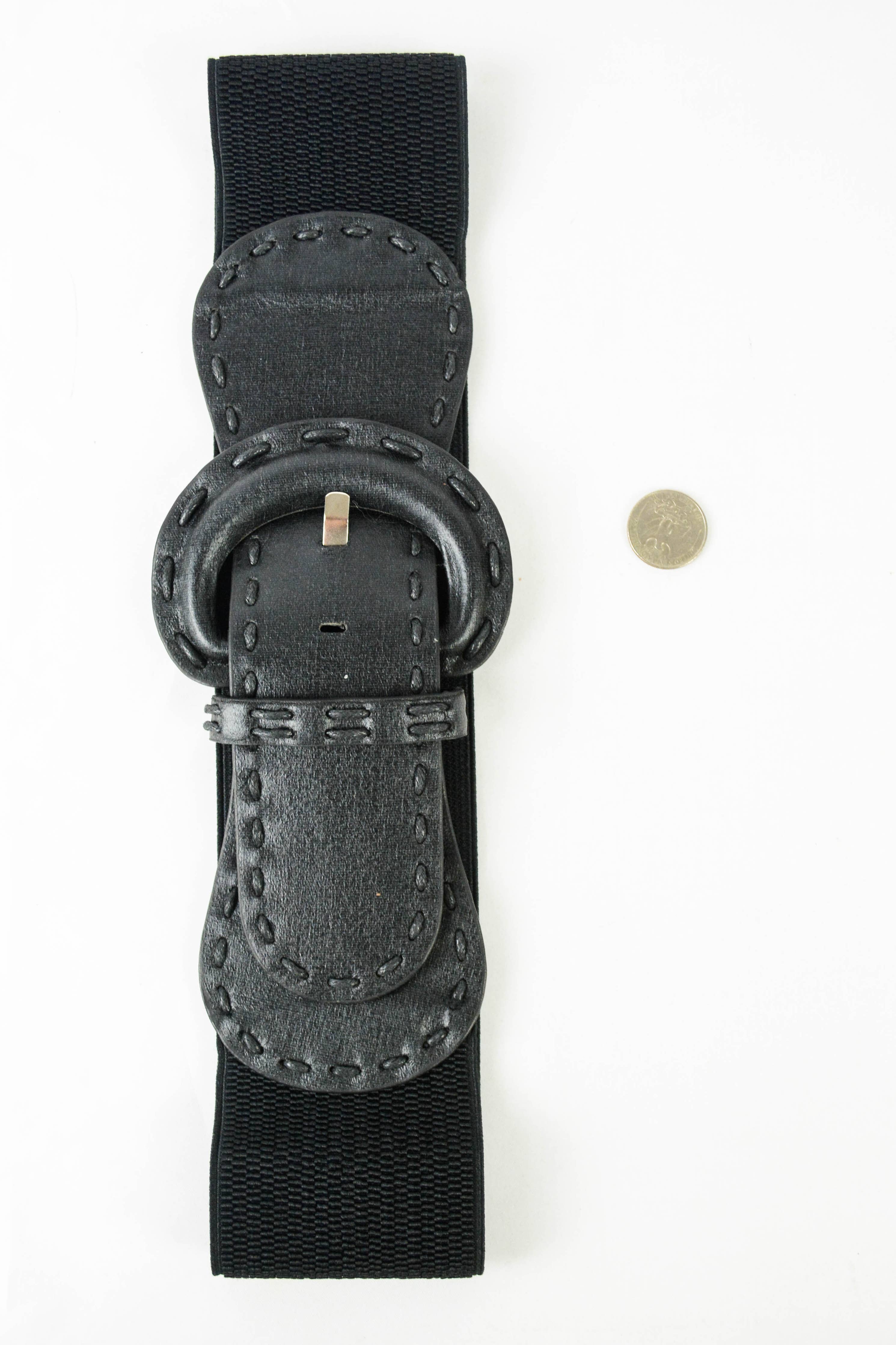 Leto Accessories - Distressed Wide Stitch Elastic Belt - Western Chic Style