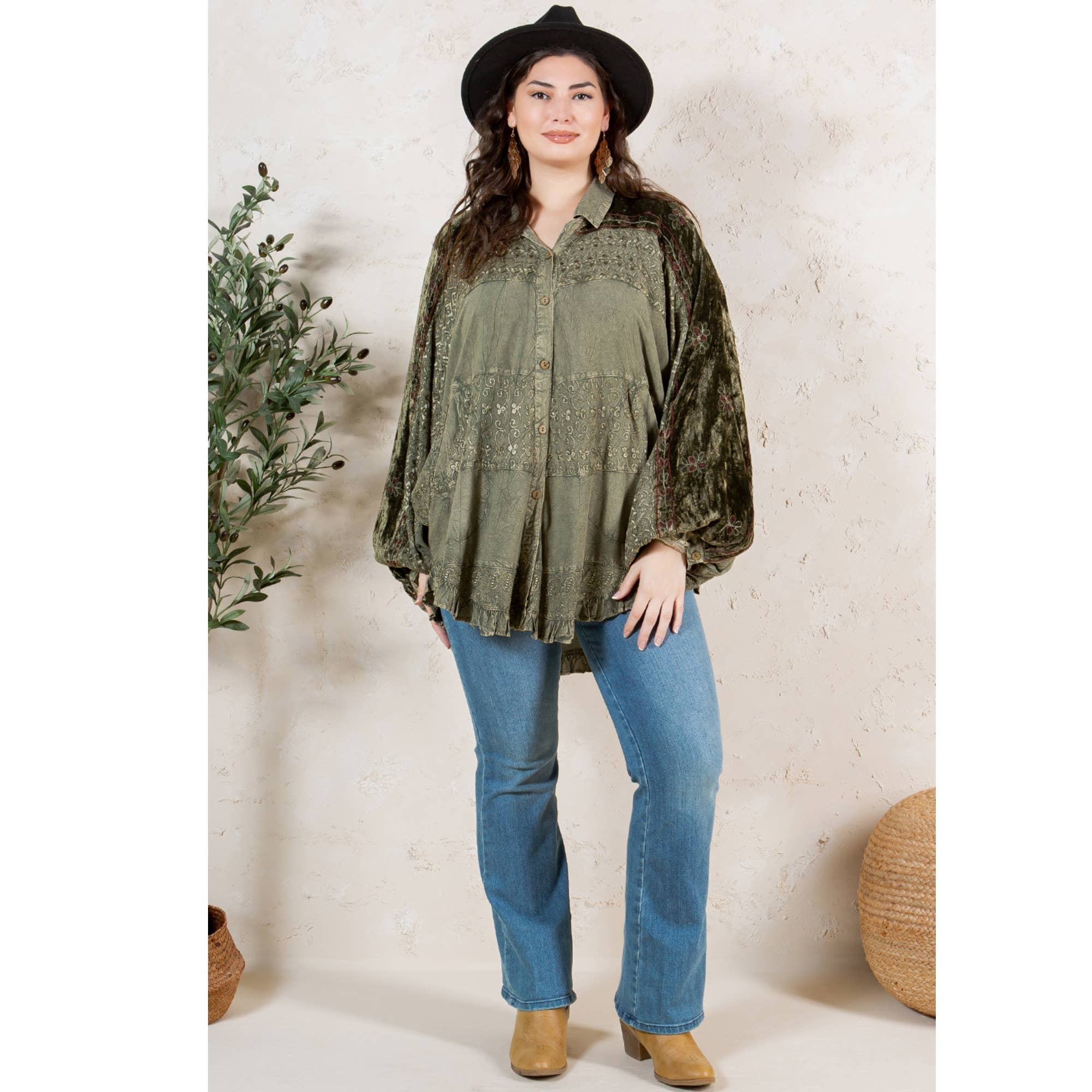 Young Threads - Bohemian Elegance: Stonewashed Rayon Top