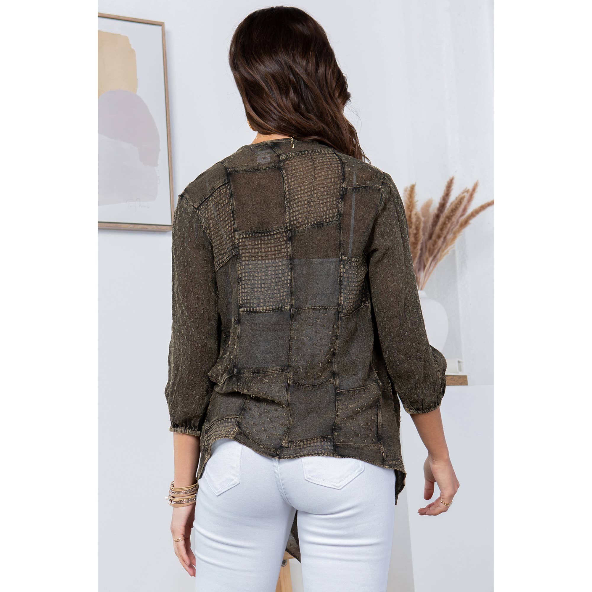 Young Threads - Bohemian Patchwork Cardigan, Western Shrug With Pockets