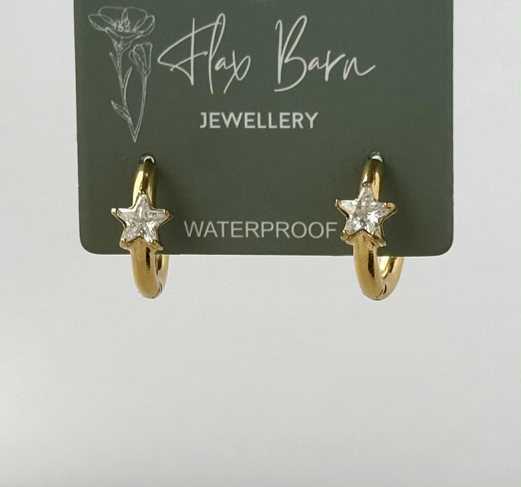 Flax Barn - Tarnish Resistant Zirconia Star Huggies
