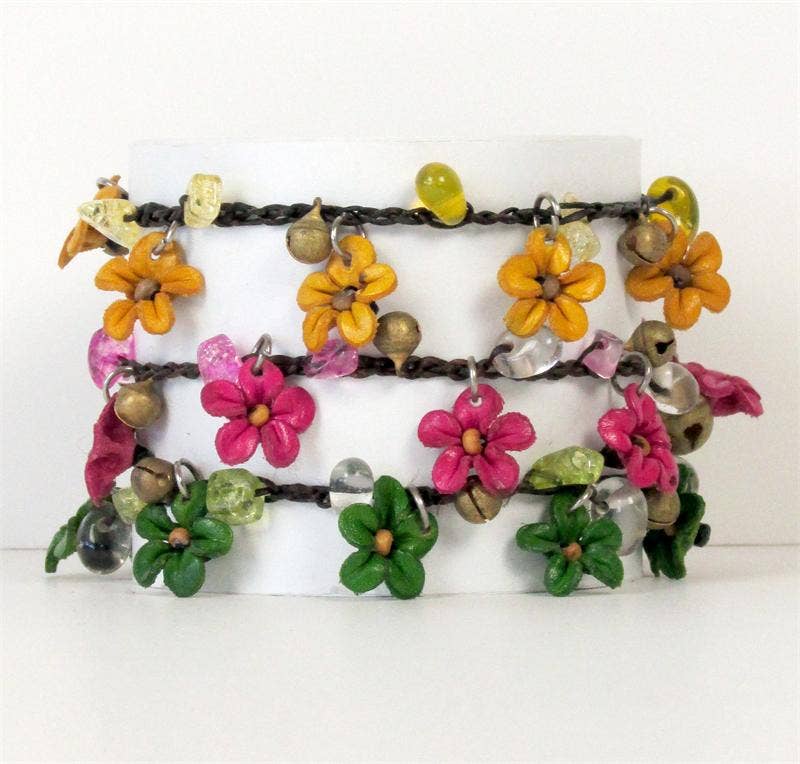 Sunflower Handmade leather inc - flower Ankles Bracelet