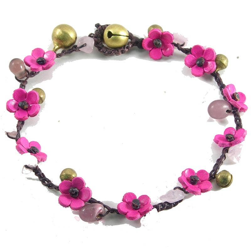 Sunflower Handmade leather inc - flower Ankles Bracelet