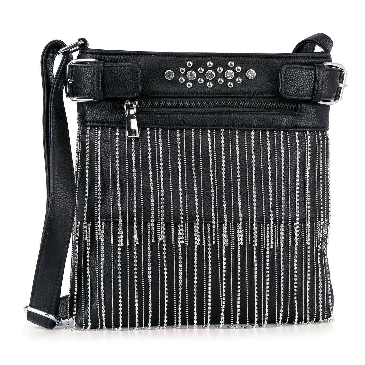 Handbag Express - Beaded Fringe Crossbody Sling Handbag