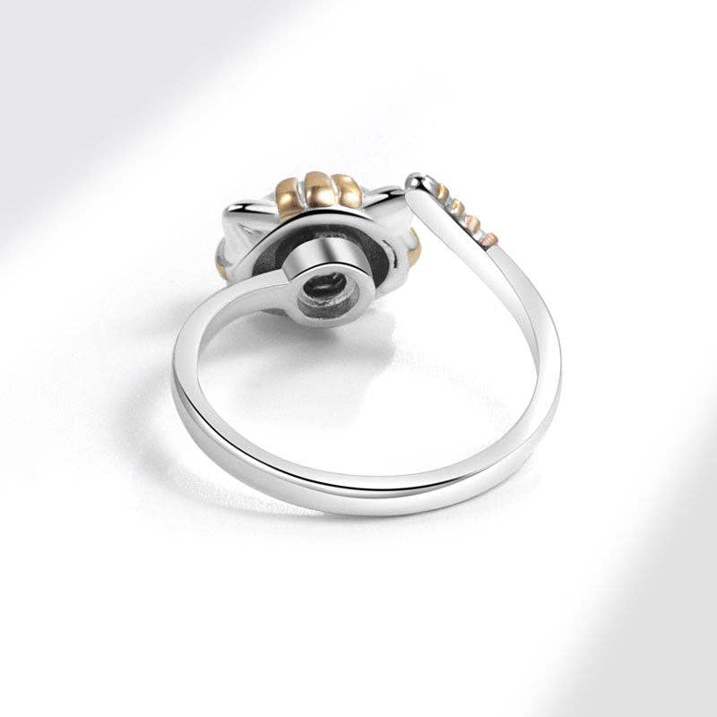 Perimade & Co. LLC - Dainty Cat Anxiety Fidget Spinner Band Ring in Solid Copper
