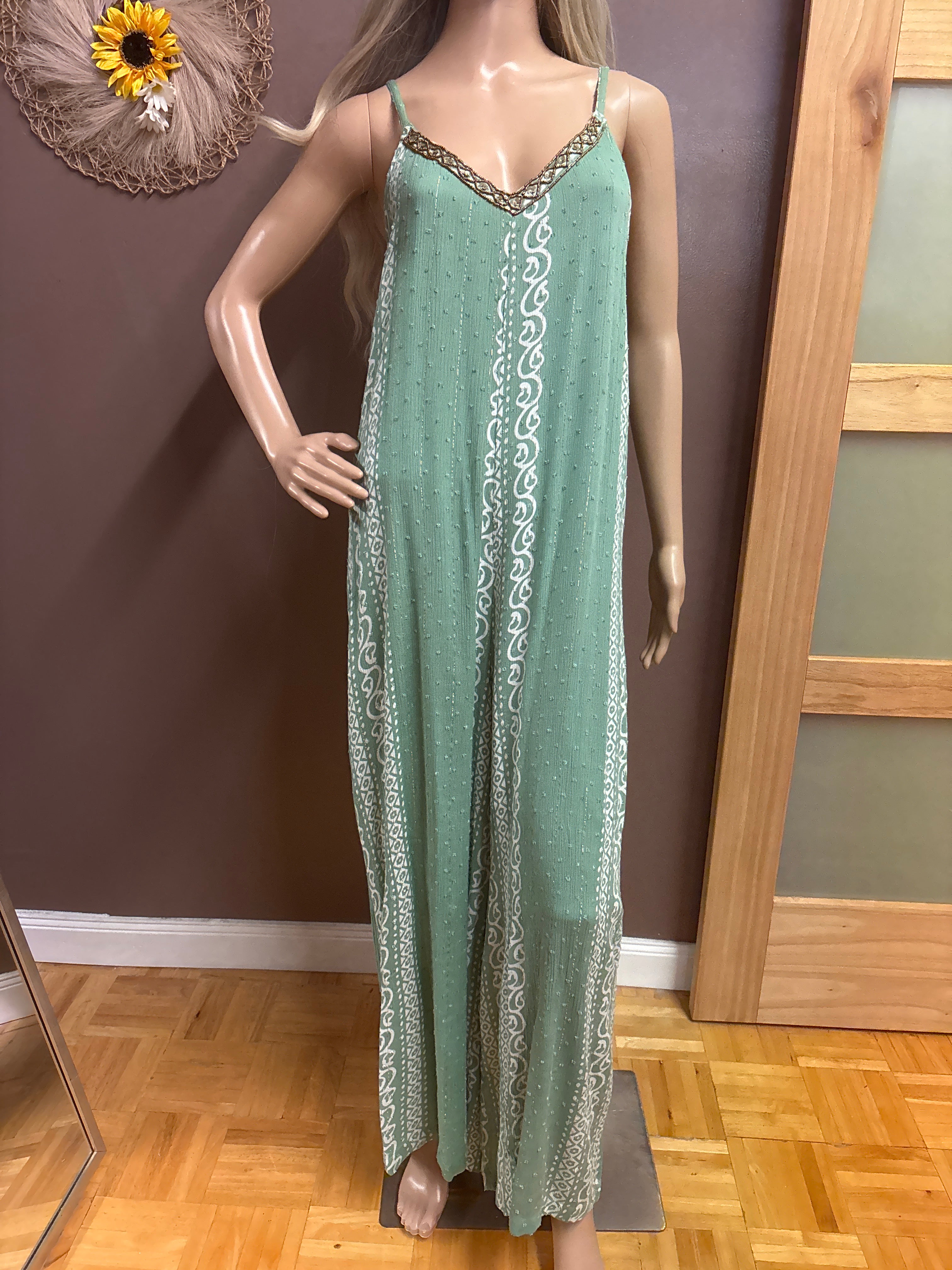 Indian Tropical Fashions- Printed Jumpsuits With Beading