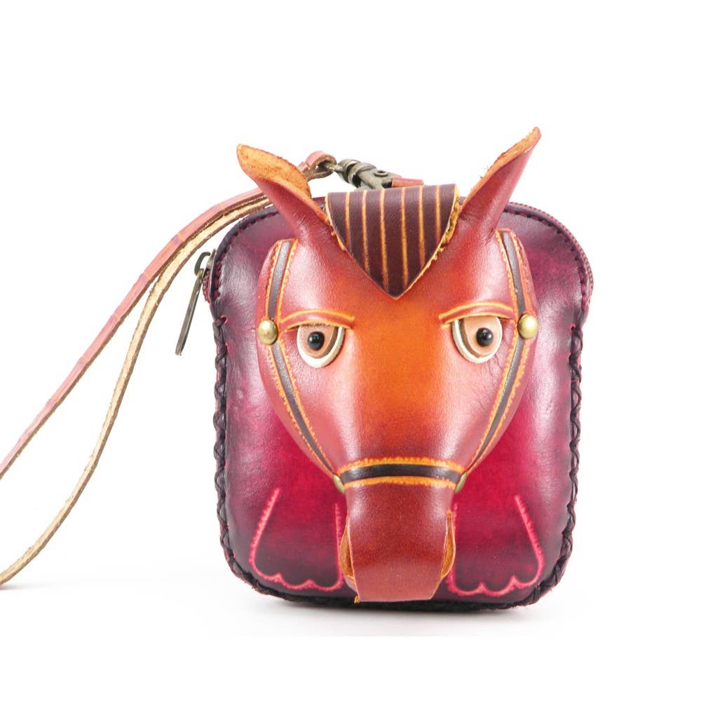 Horse Wristlet Leather Coin Purse Wallet