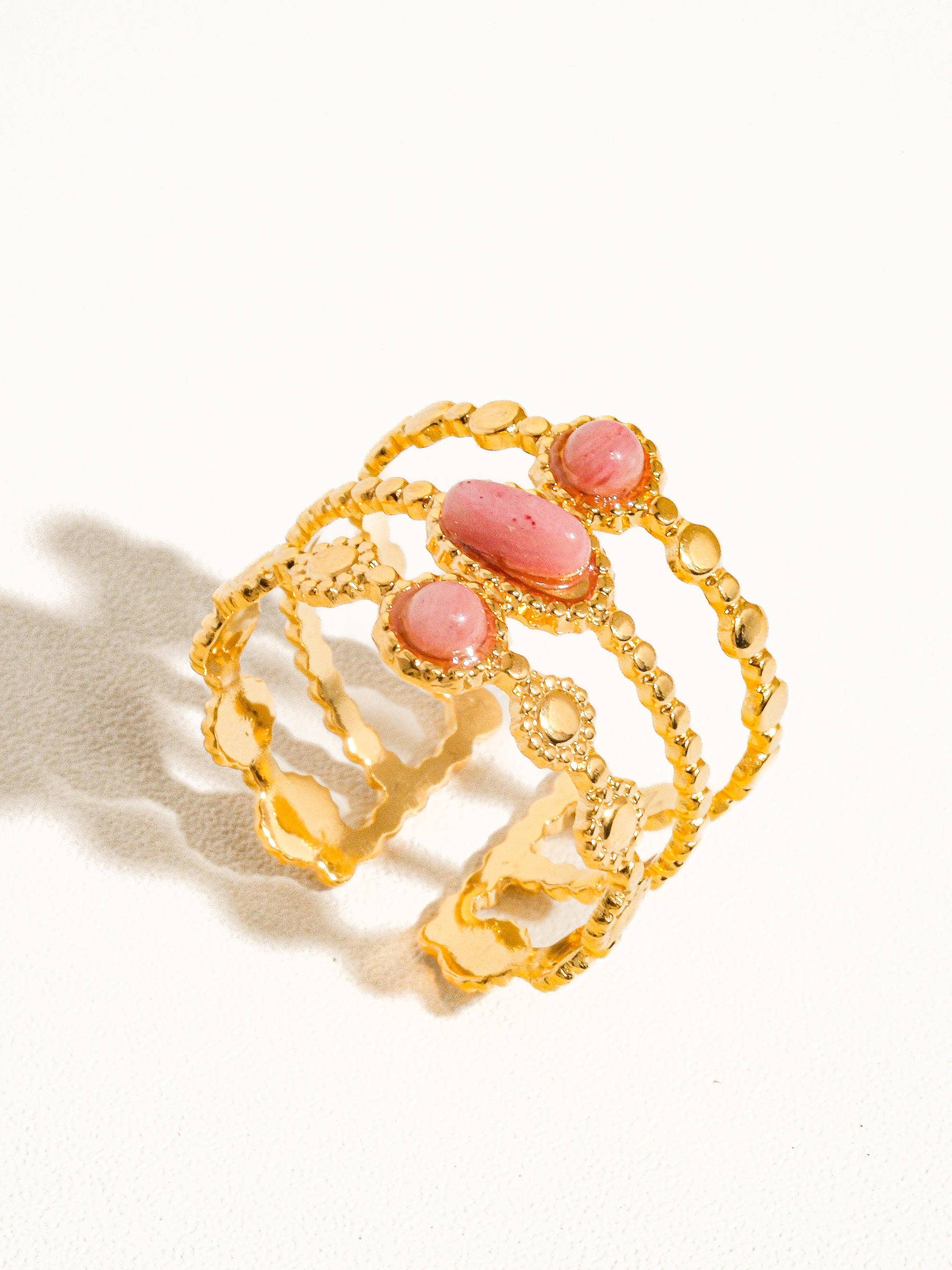 Flânerie by MAIQ - Posh 18K Gold Non-Tarnish Trilayer Adjustable Stone Ring
