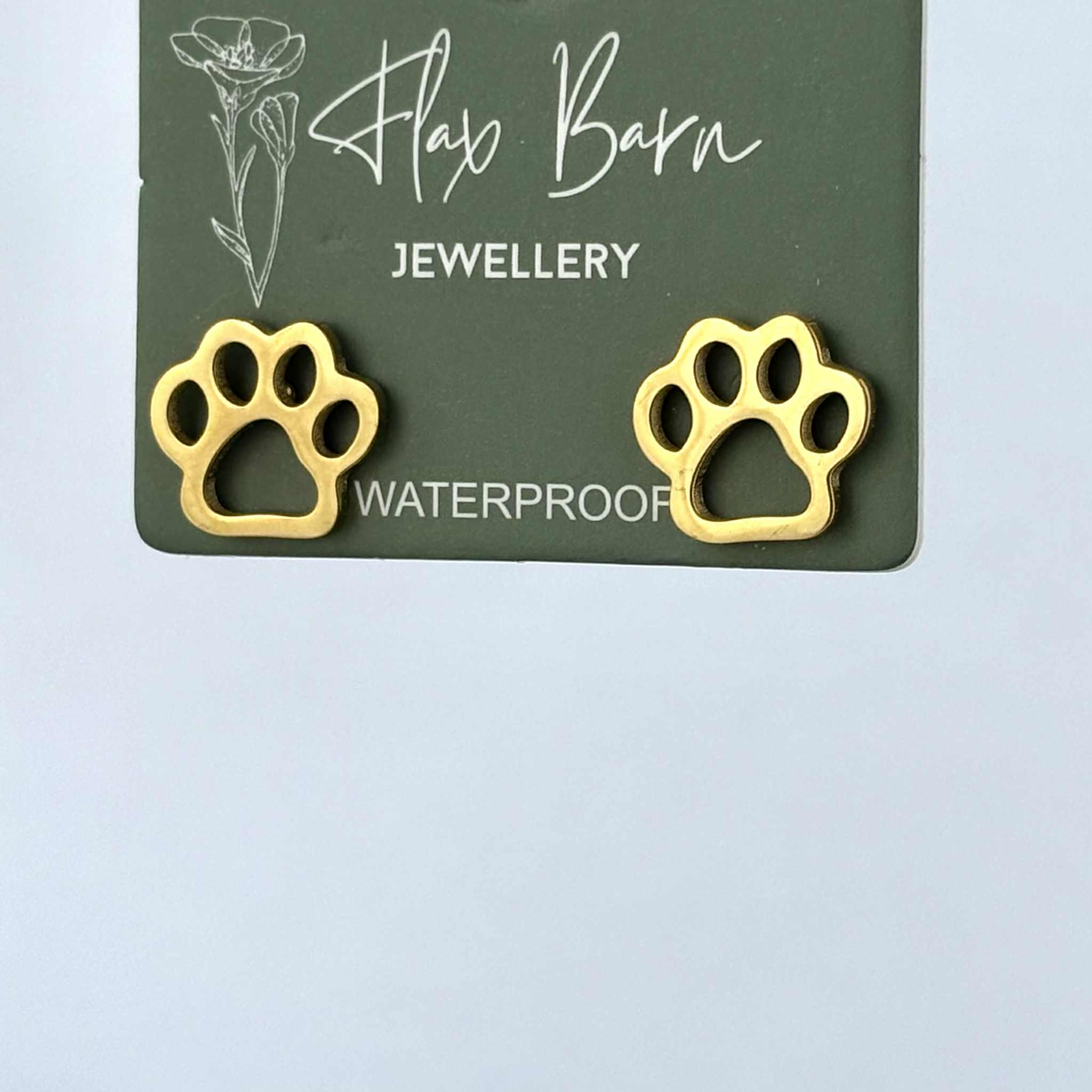 Flax Barn - Tarnish Resistant Paw Print studs