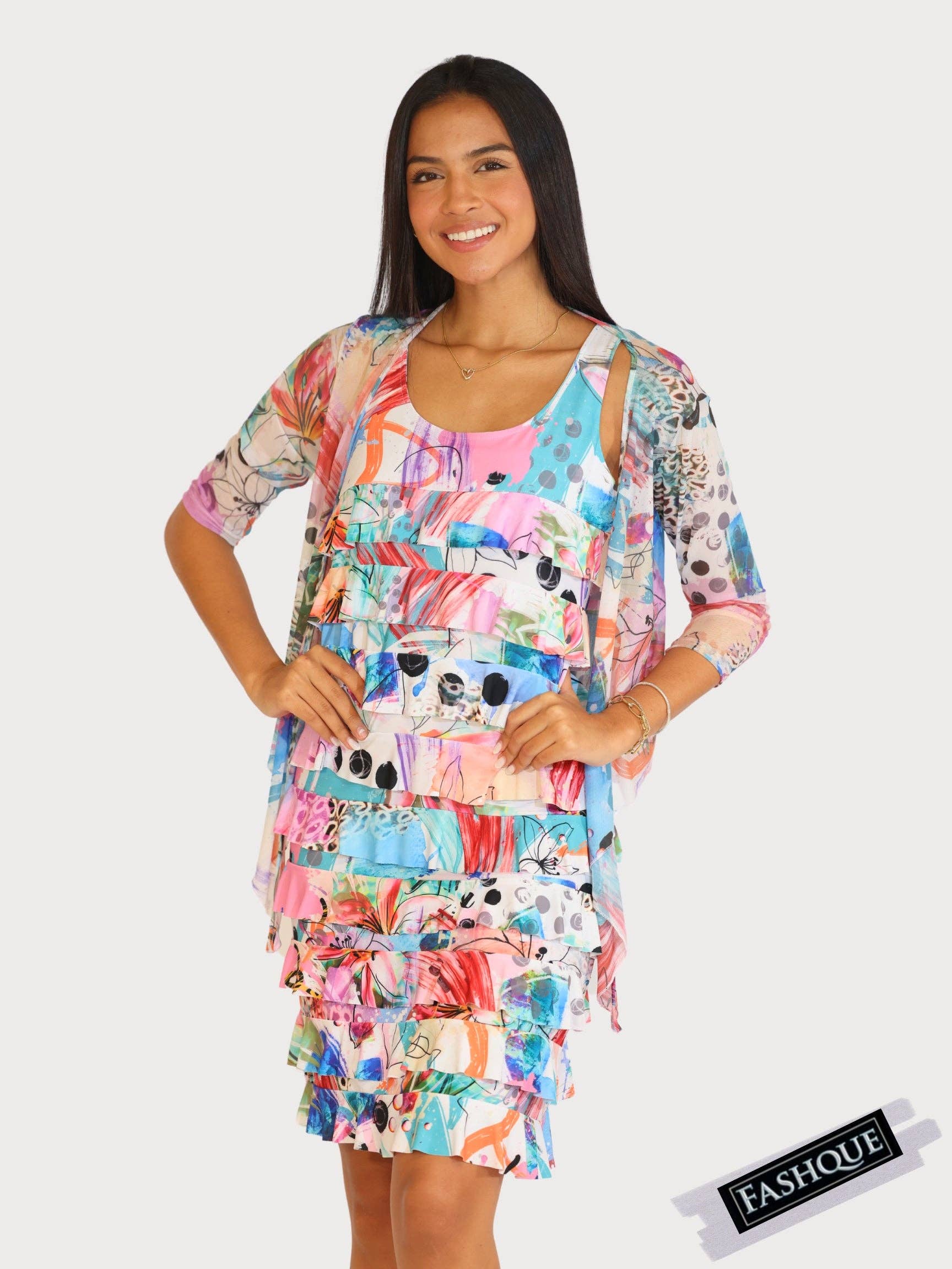 Fashque Designs - 3/4 SLEEVES TIE FRONT BOLERO - T2652