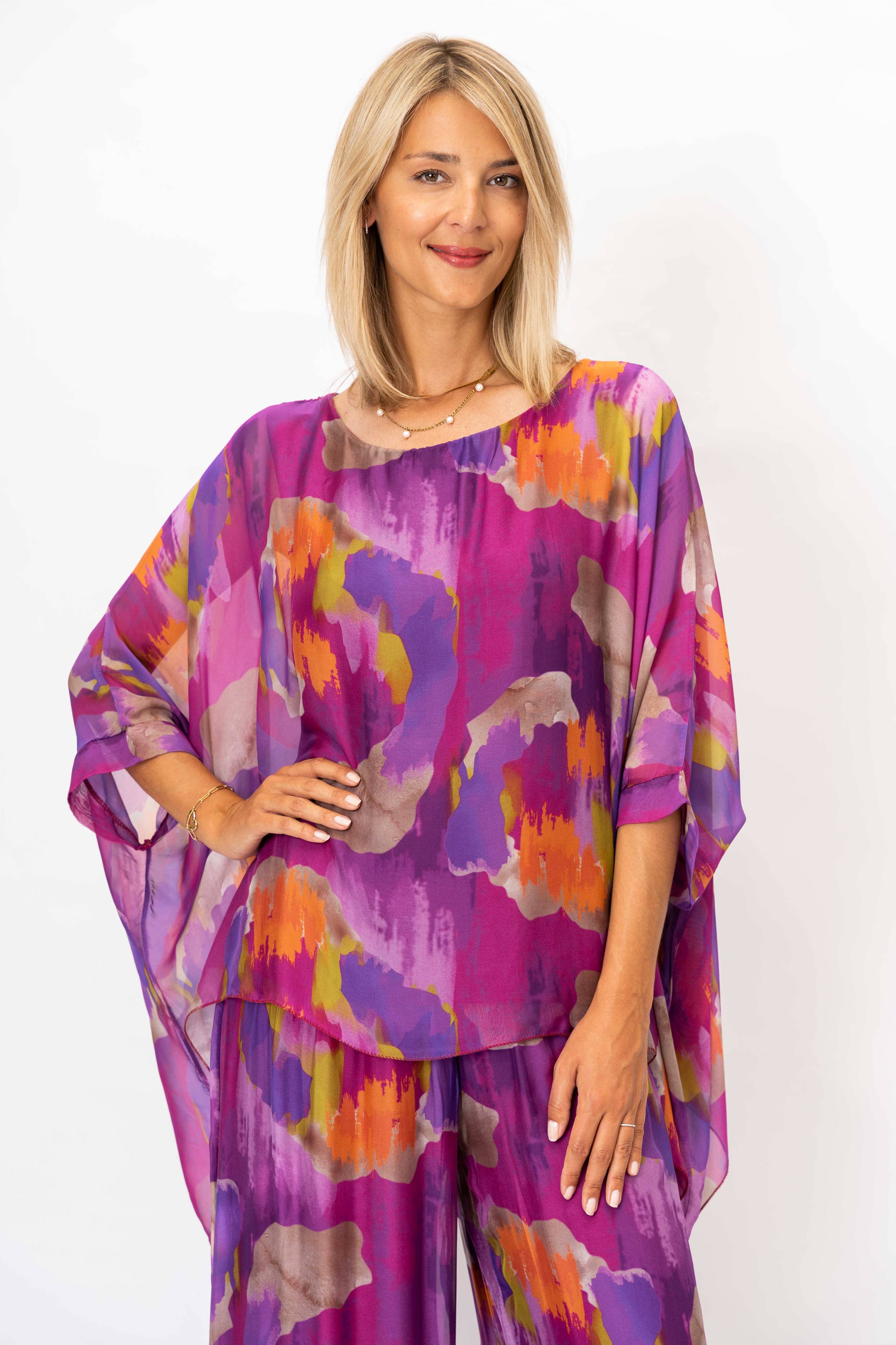 Look Mode Usa - Women Printed Silk Kaftan