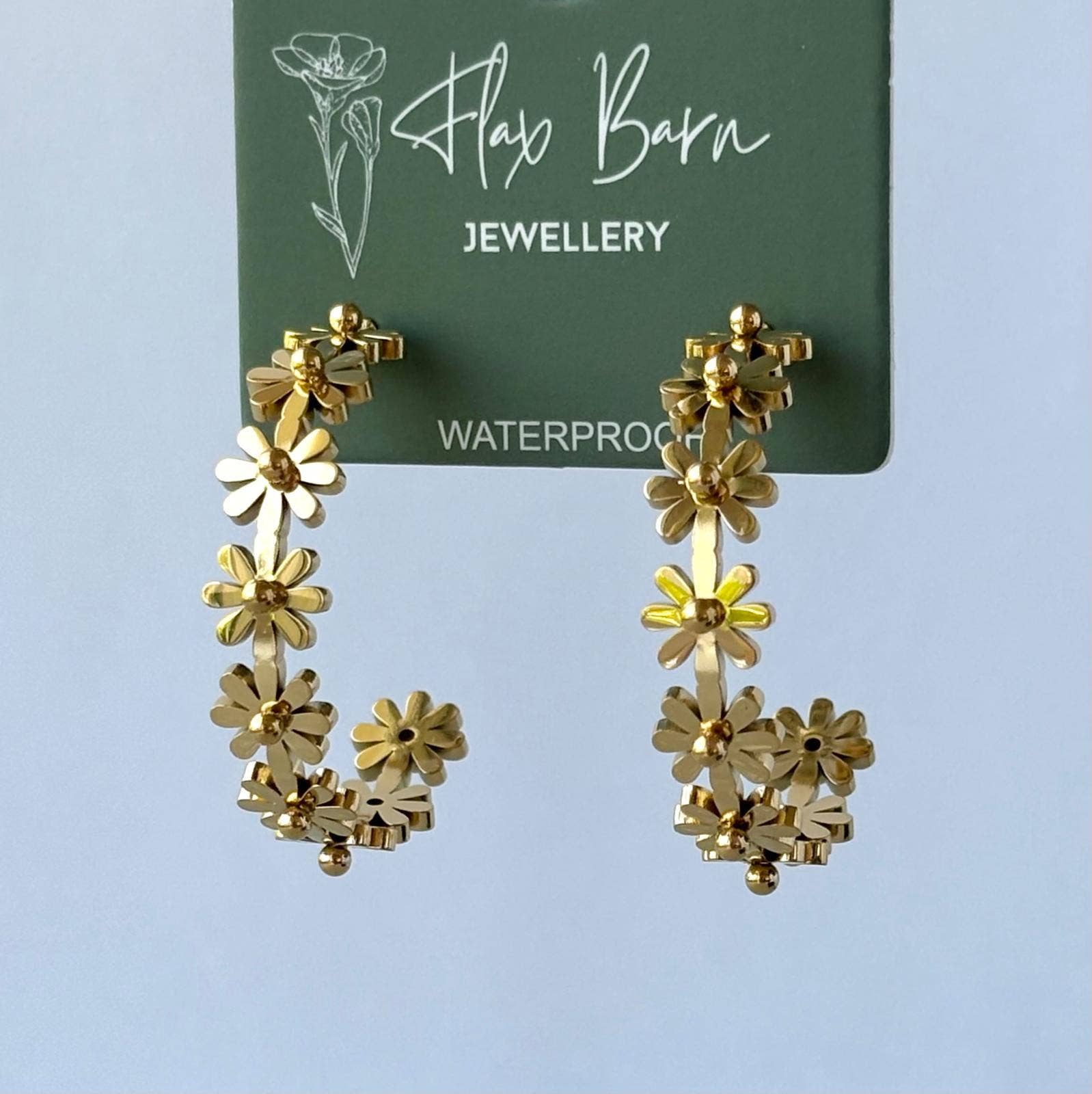 Flax Barn - Tarnish Resistant Daisy Hoop Studs