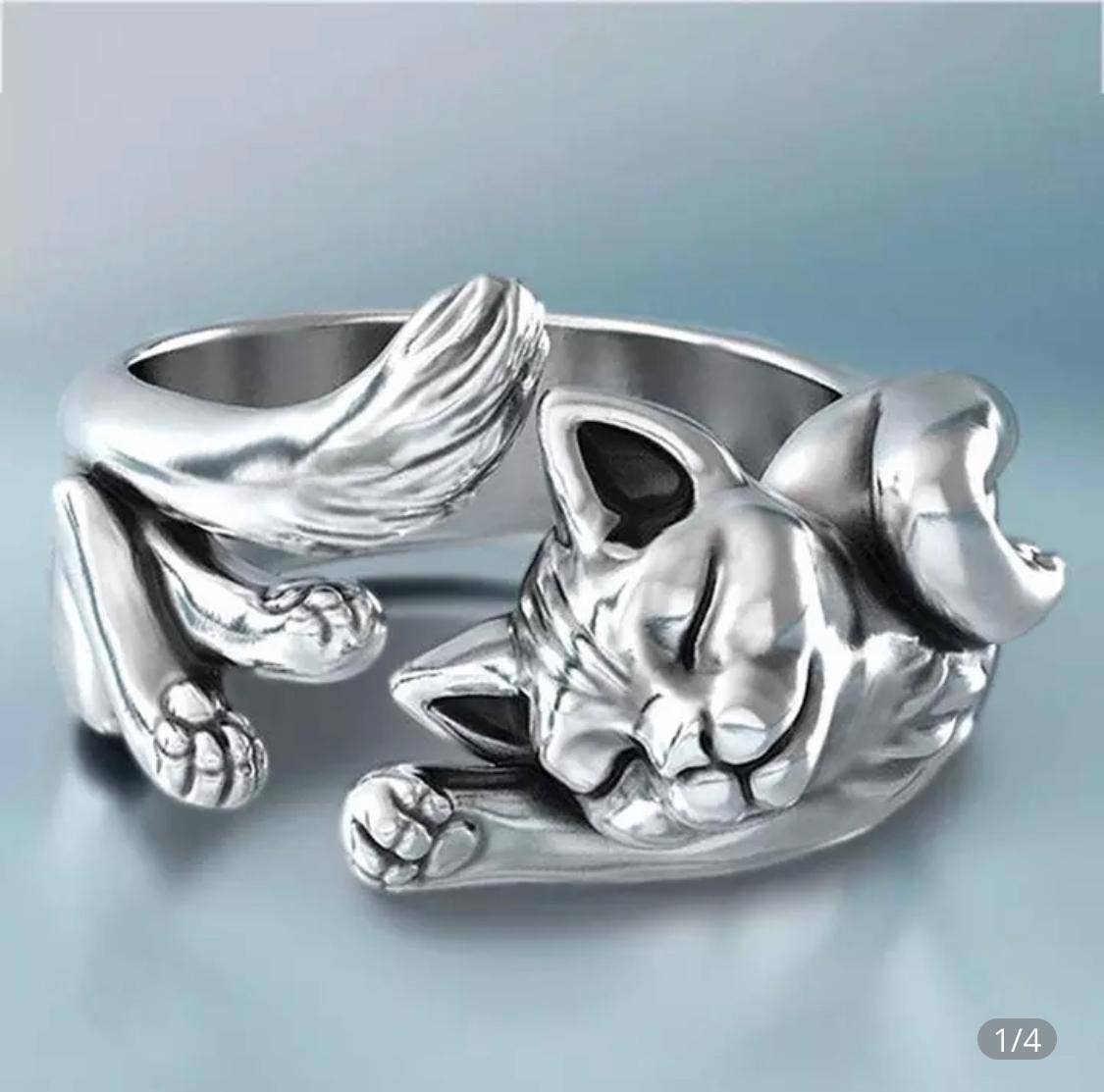 COPPER ARTS INC. - RP 32 925 silver Plated sleeping cat