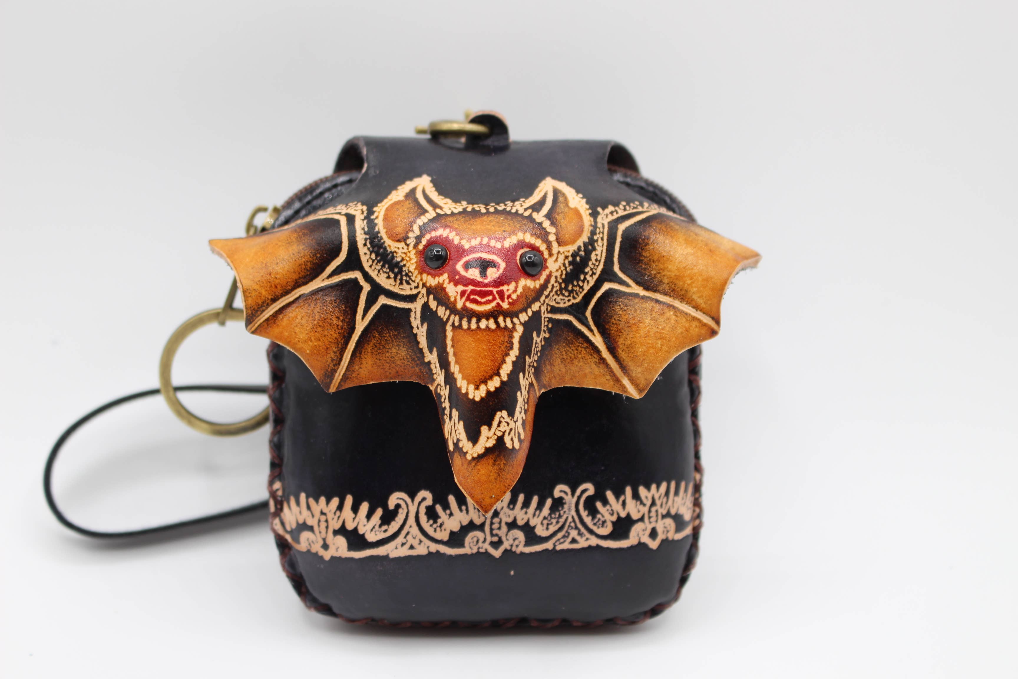 leather bat coin purse wristlet