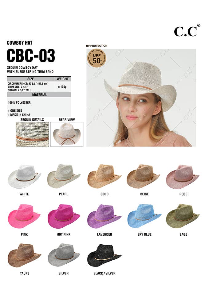 Hana - C.C Sequin Cowboy Hat