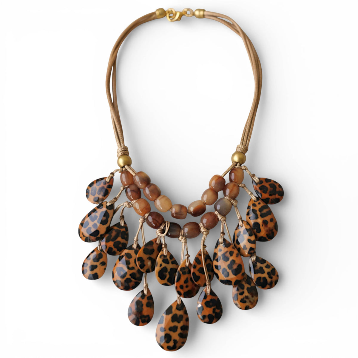 Bijoux Envie Statement Jewelry - Animal Print Beaded Bib Necklace | Fall Statement Jewelry