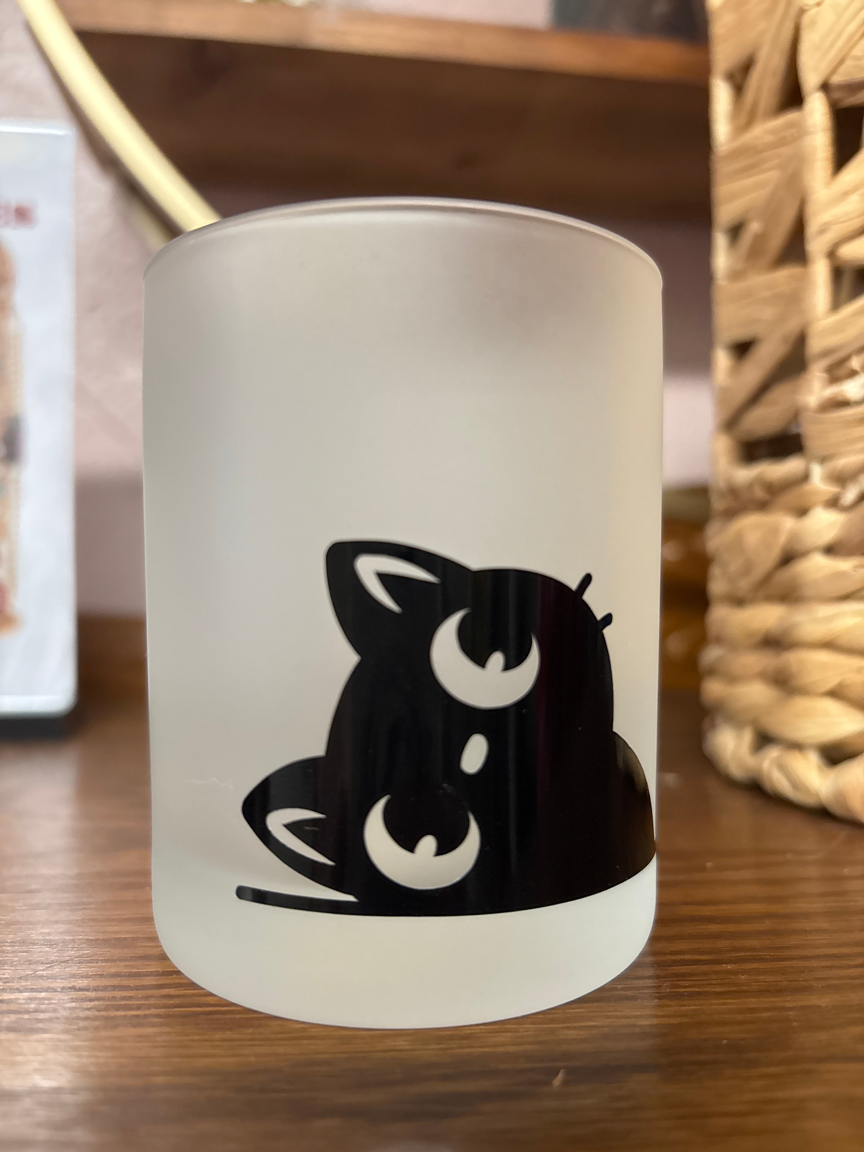 Kitten frosted votive holder