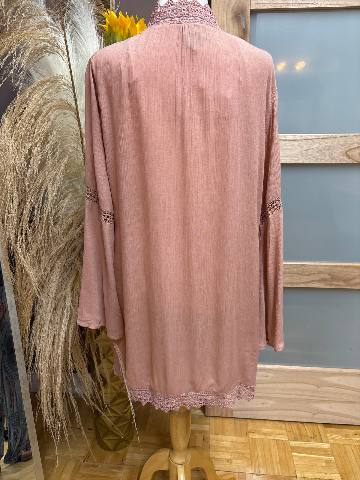 Angie-Pretty in Pink Bell Sleeve Coverup